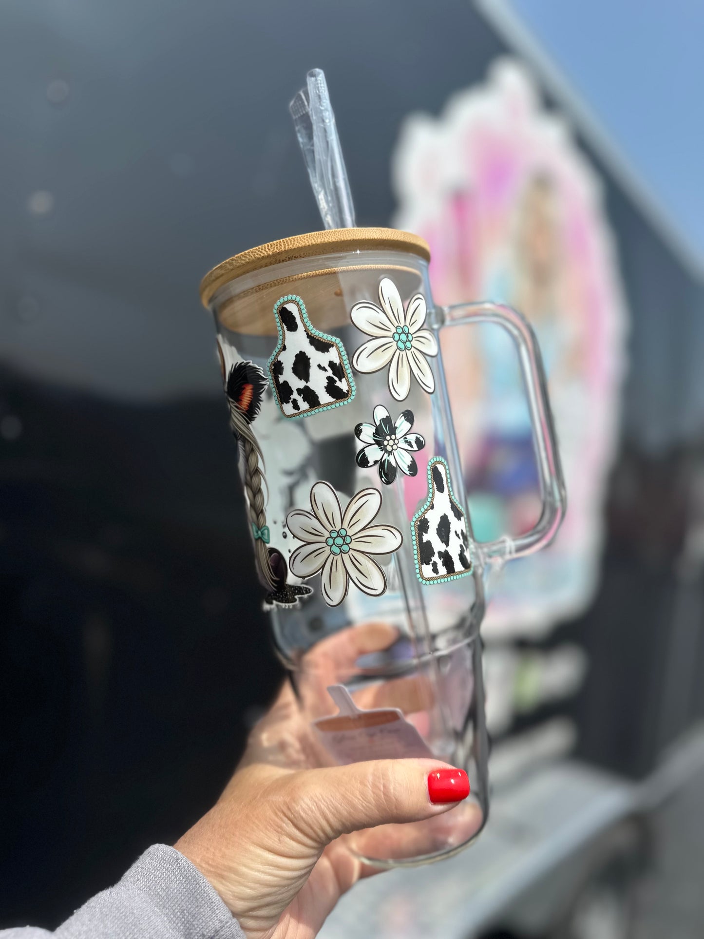 Salty Heifer Cow 40oz glass cup