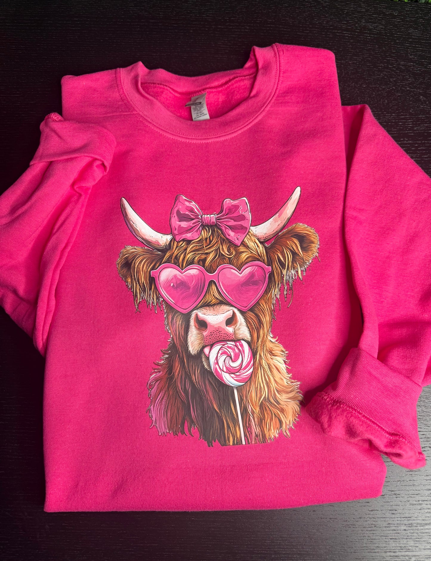 Highland Cow Valentines Crewneck Sweatshirt