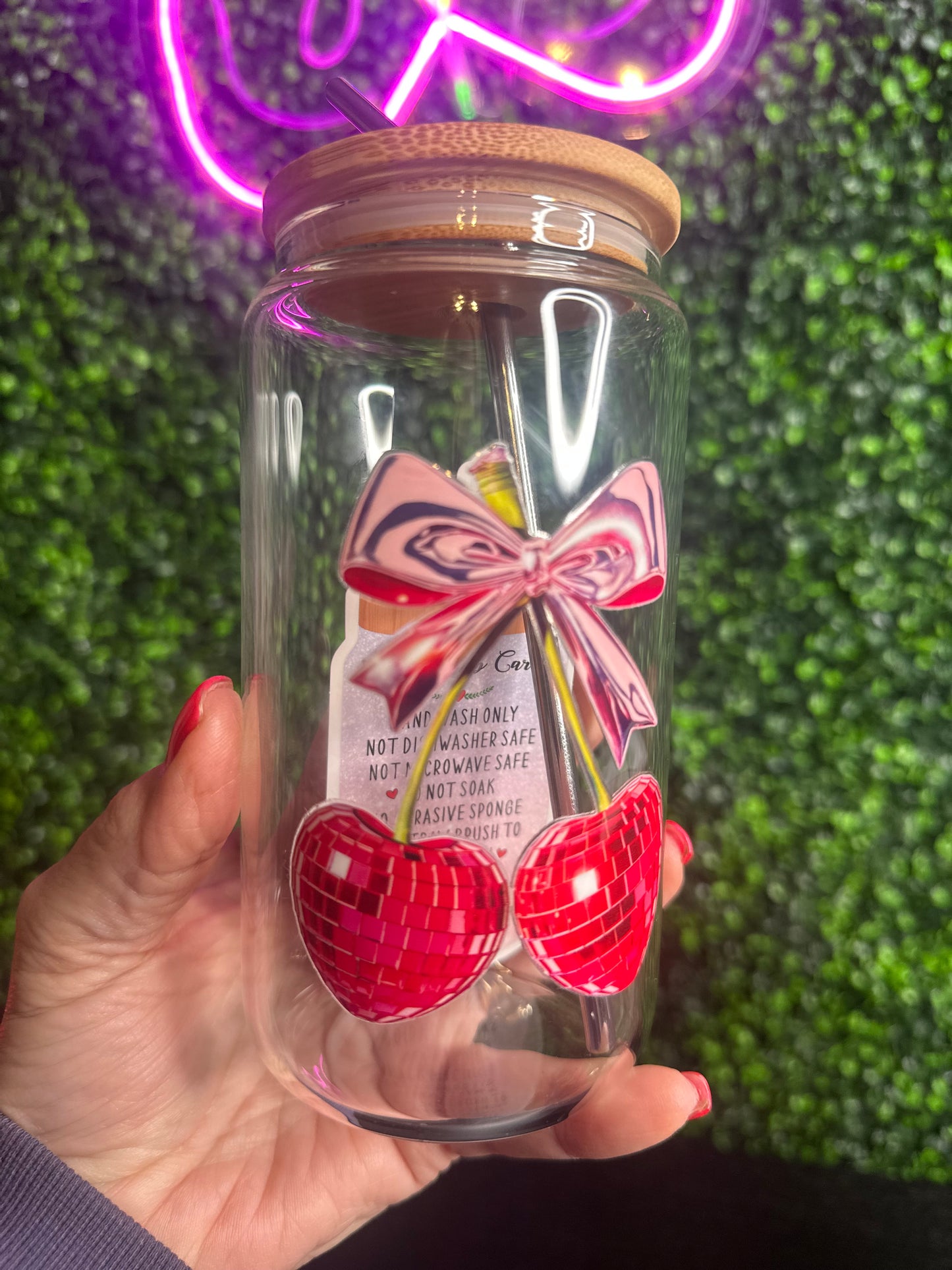 Disco Cherries Croquet 16oz glass cup