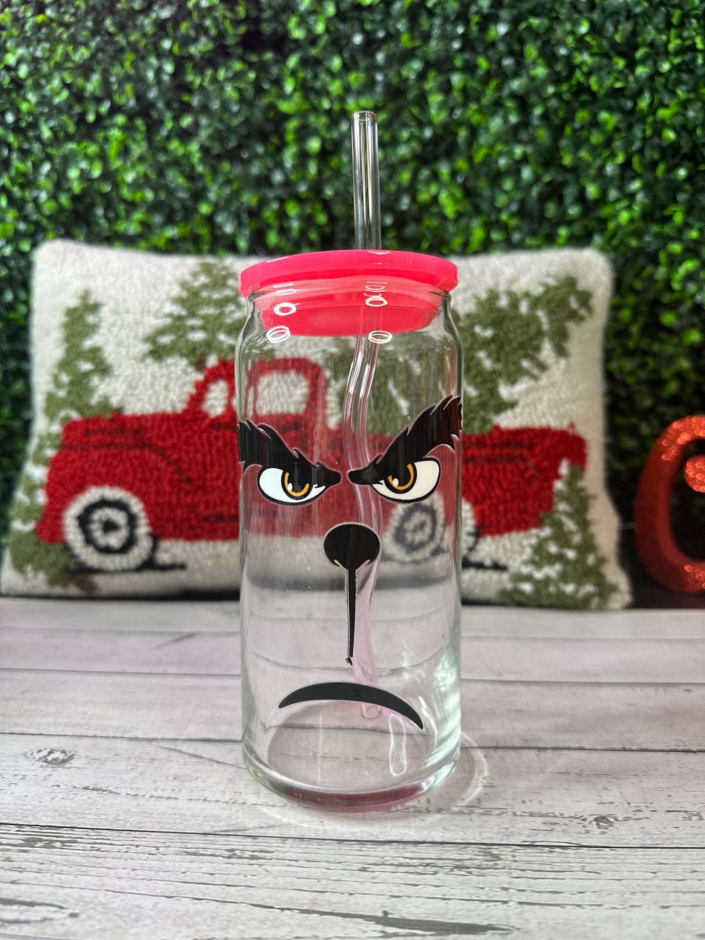 Mean Face Christmas Glass Cup
