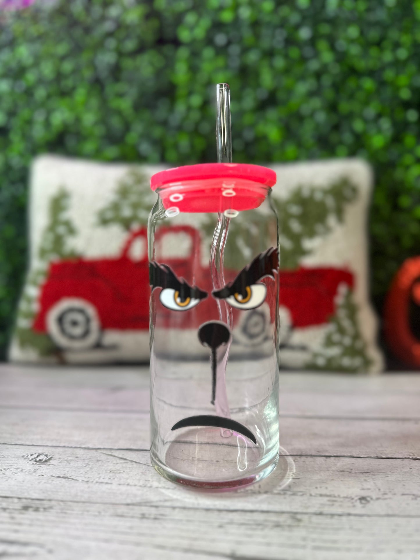 Mean Face Christmas Glass Cup