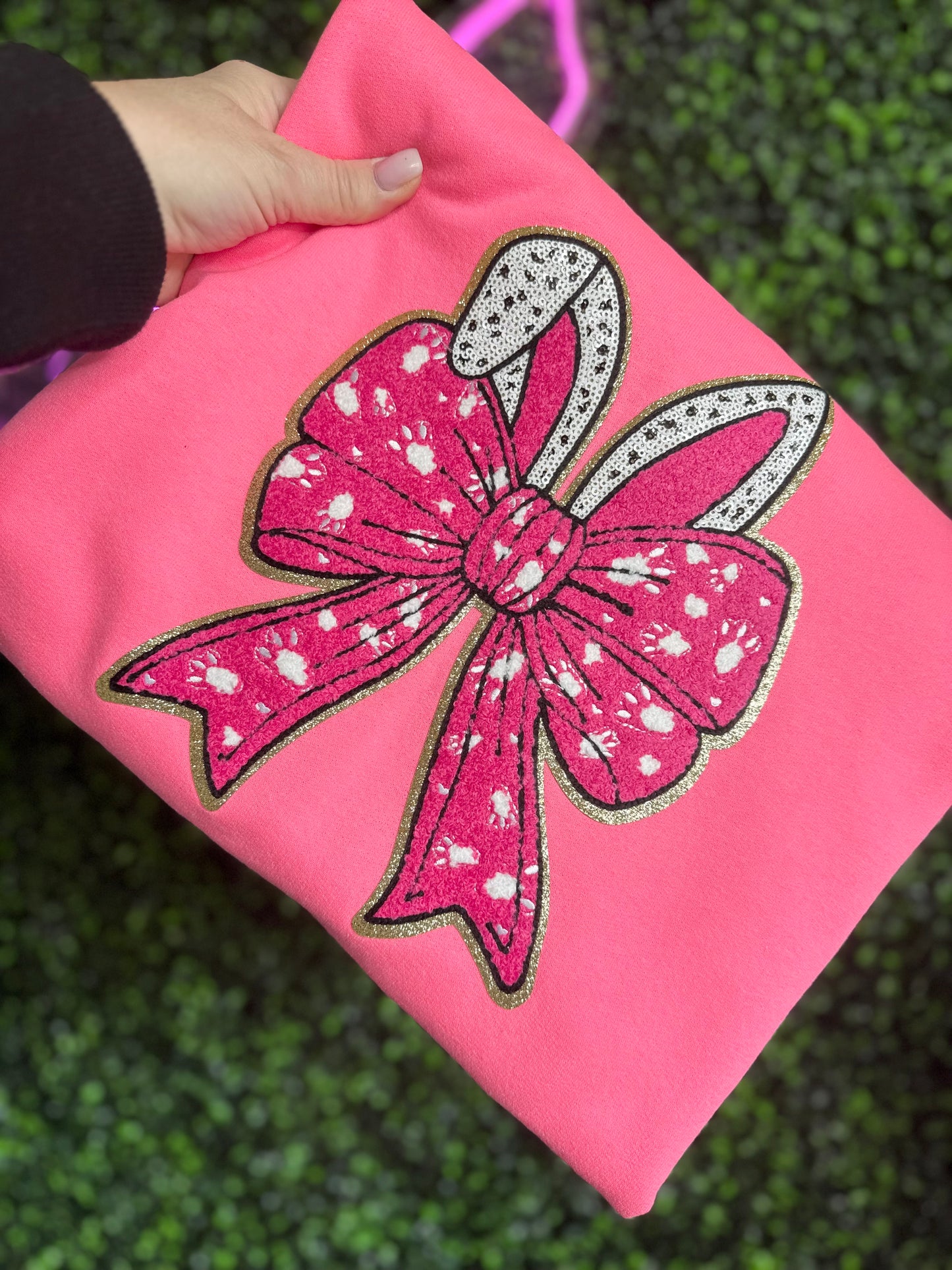 Bunny Ears Easter Bow Patch Sweatshirt