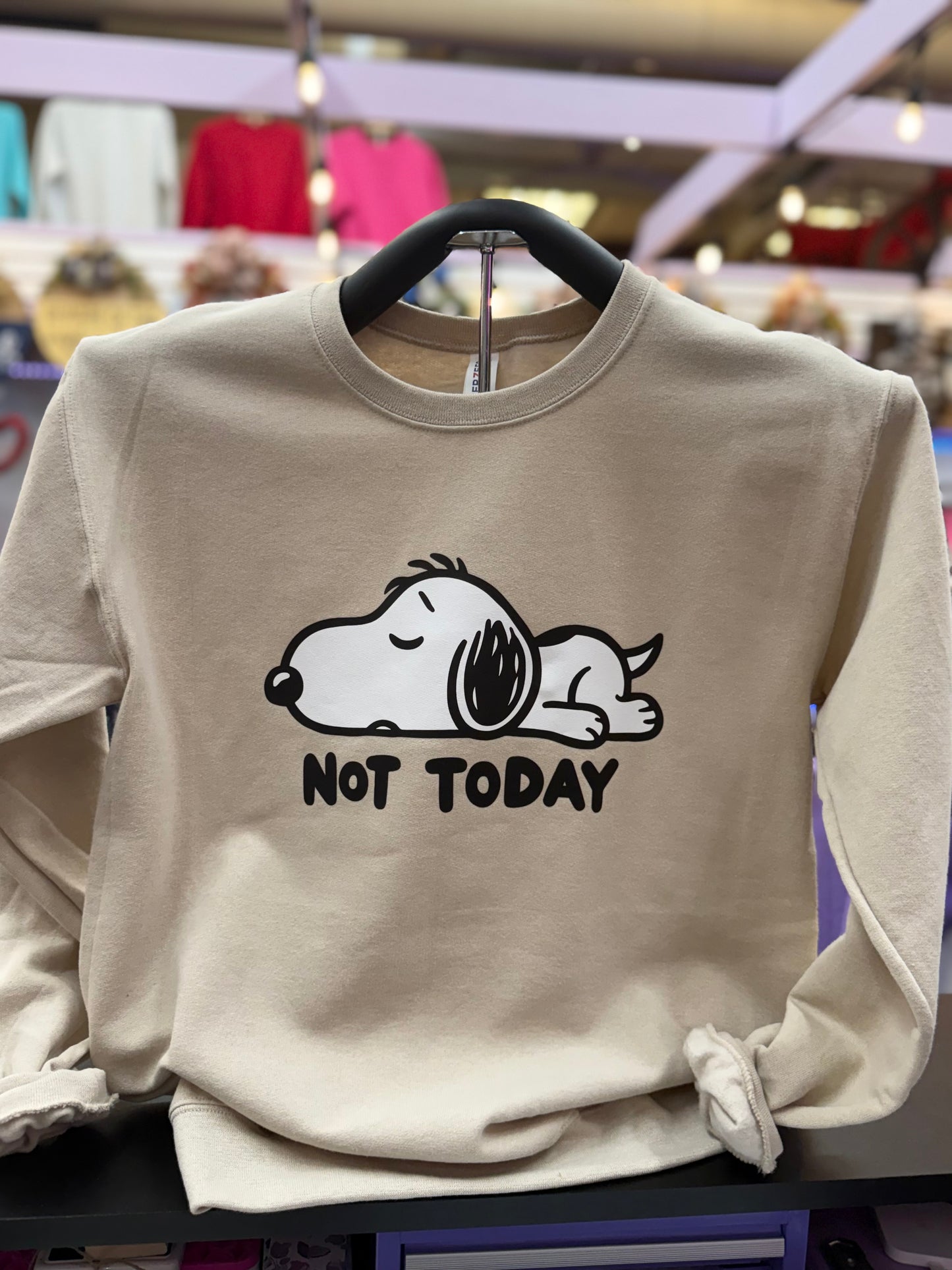 Not Today Snoppy Gildan sweatshirt Tan