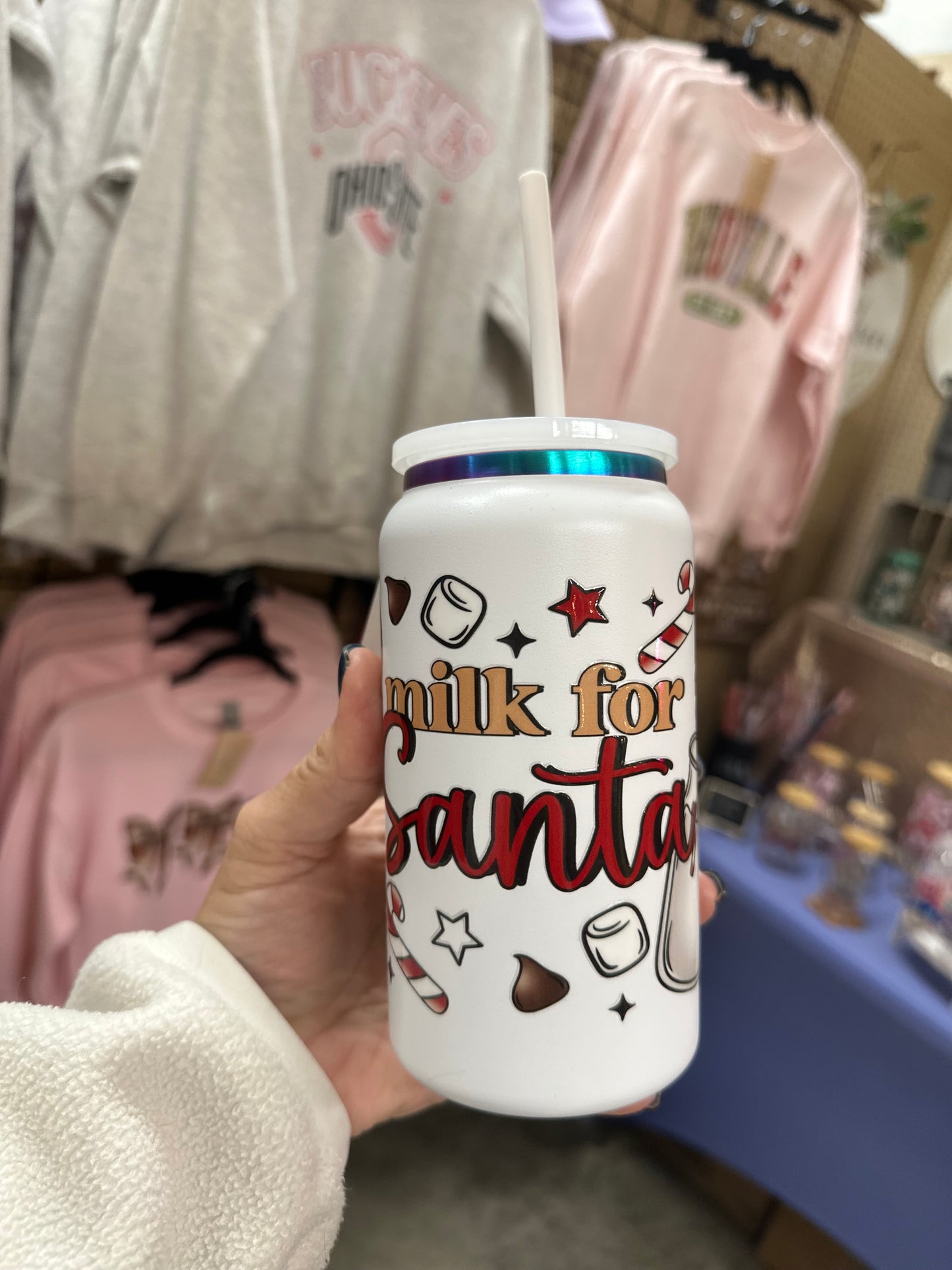 Milk For Santa 16oz stainless cup with lid & straw