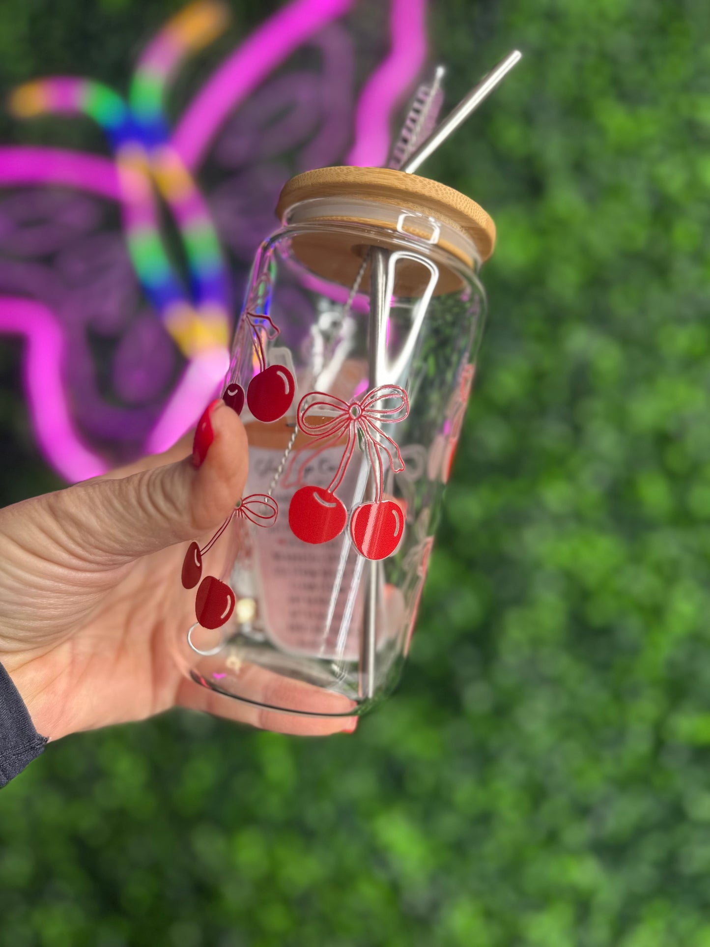 Croquet Bow Cherry Glass Cup