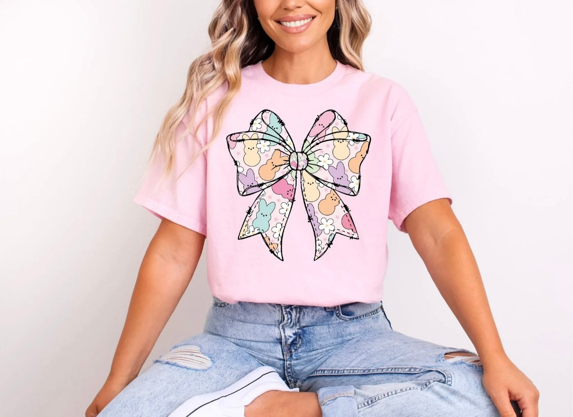 Easter Peeps croquet Bow Tee