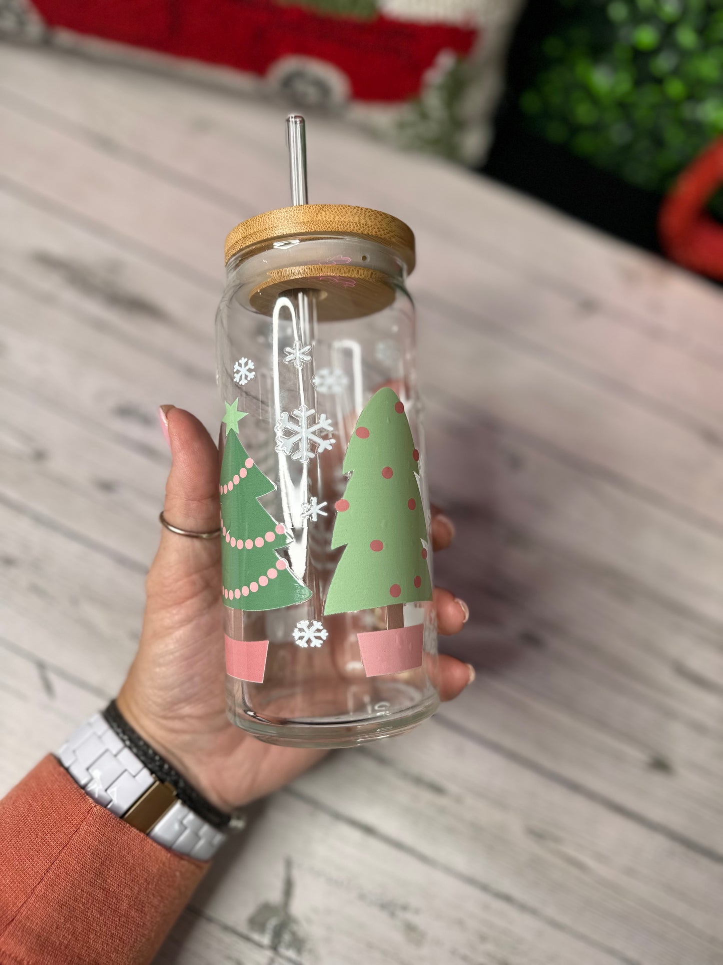 Christmas Tree Forest 20oz Glass Libby - Willow Love Bug Designs