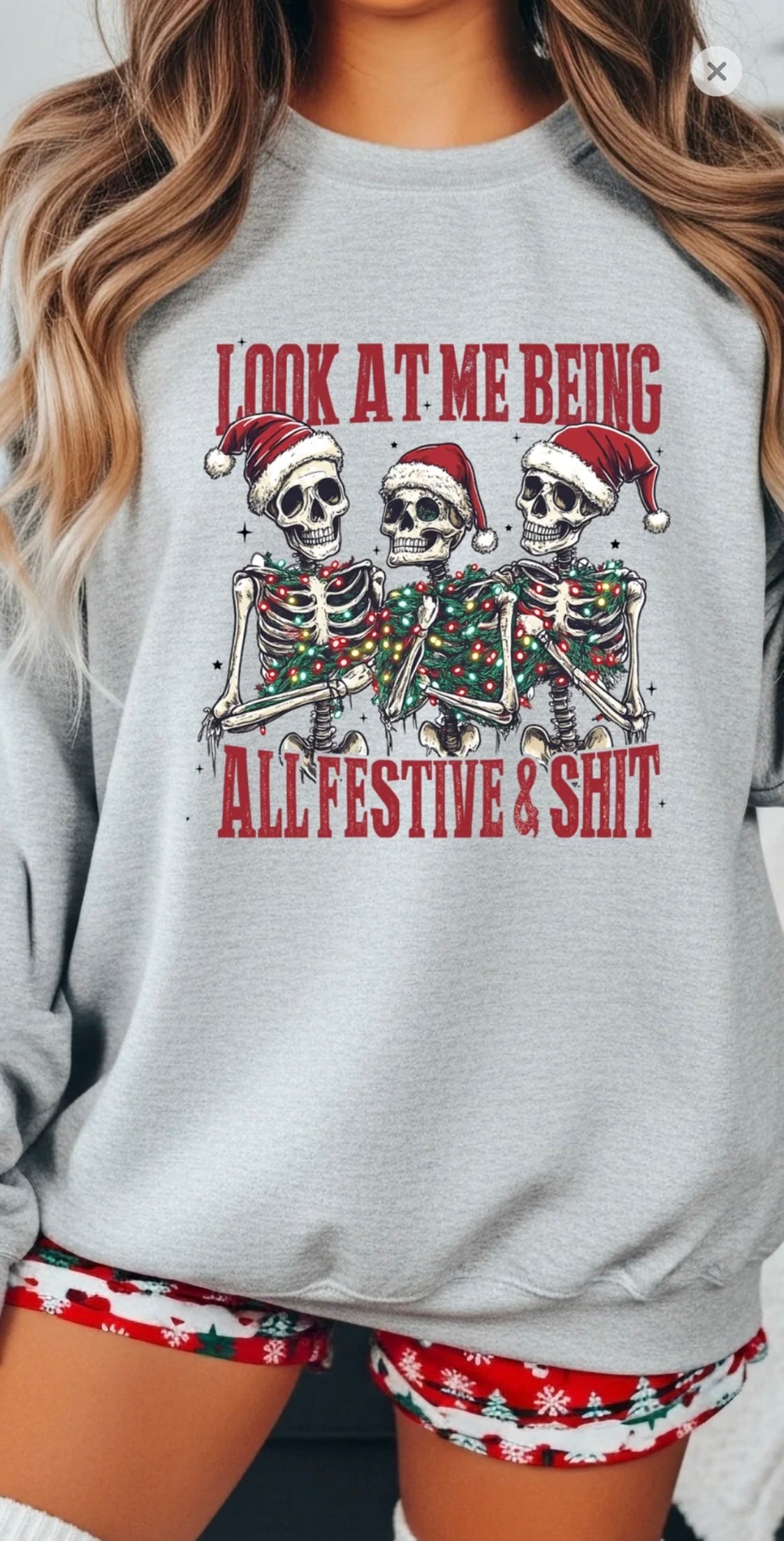 Look at me being all festive & Sh&t Christmas Crewneck Sweatshirt