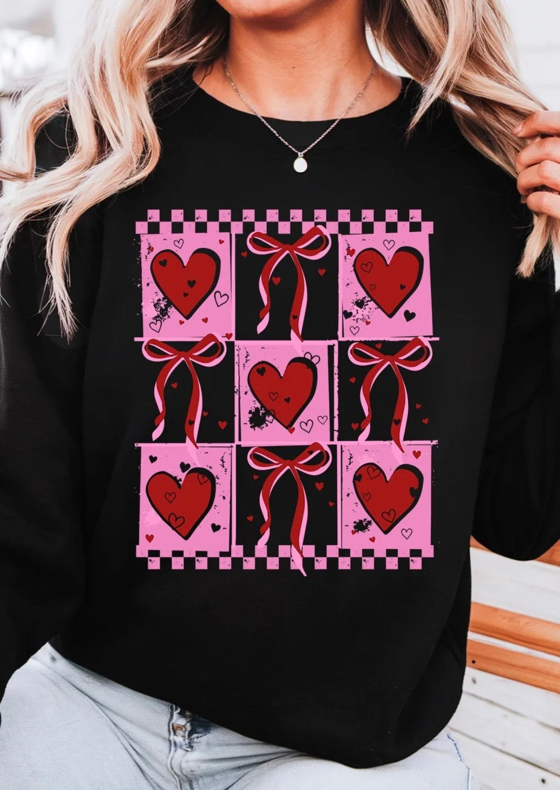 Hearts & Bows Collage Valentines Day Sweatshirt
