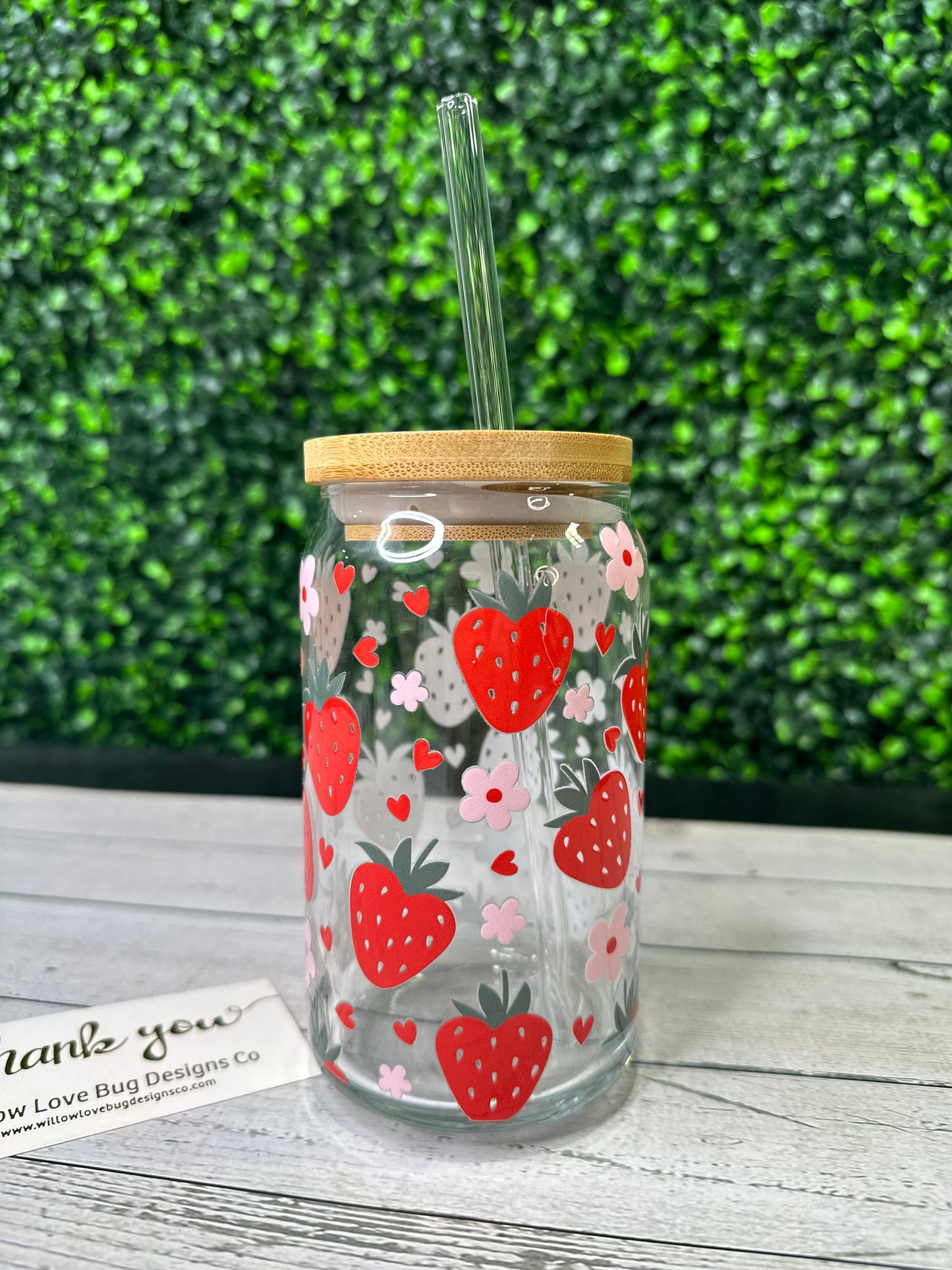 Strawberry Floral Glass Libby Cup