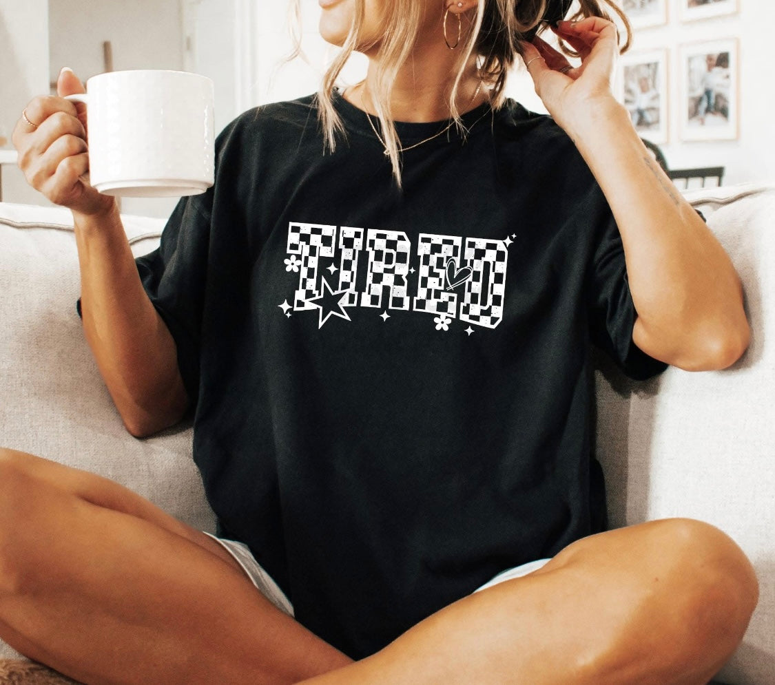 Tired Checkered Black & White Tee