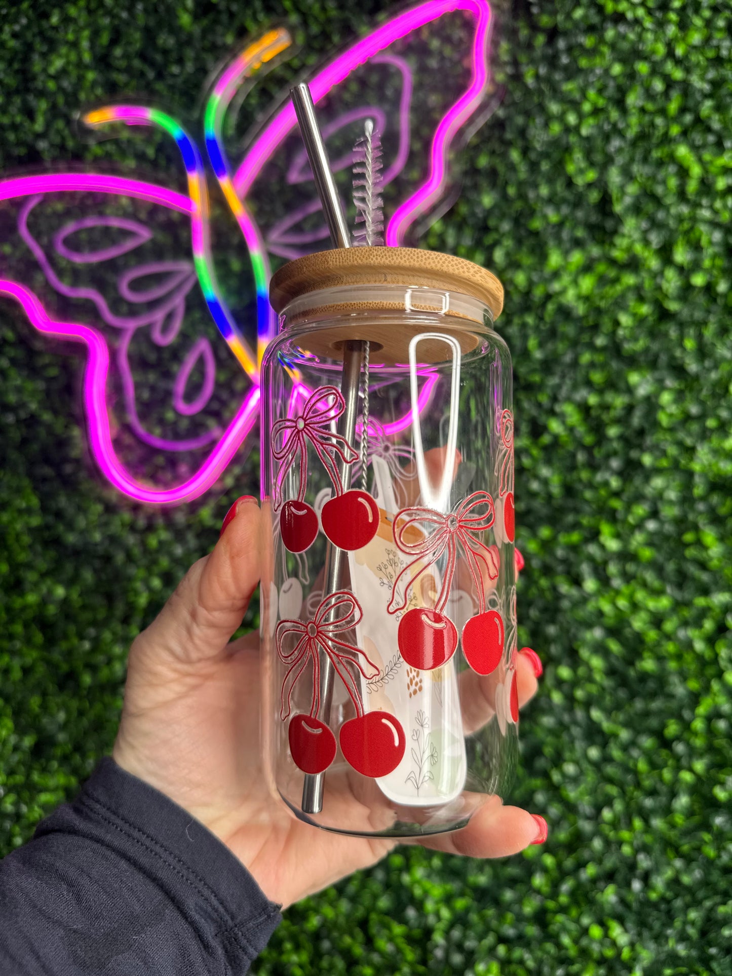 Croquet Bow Cherry Glass Cup