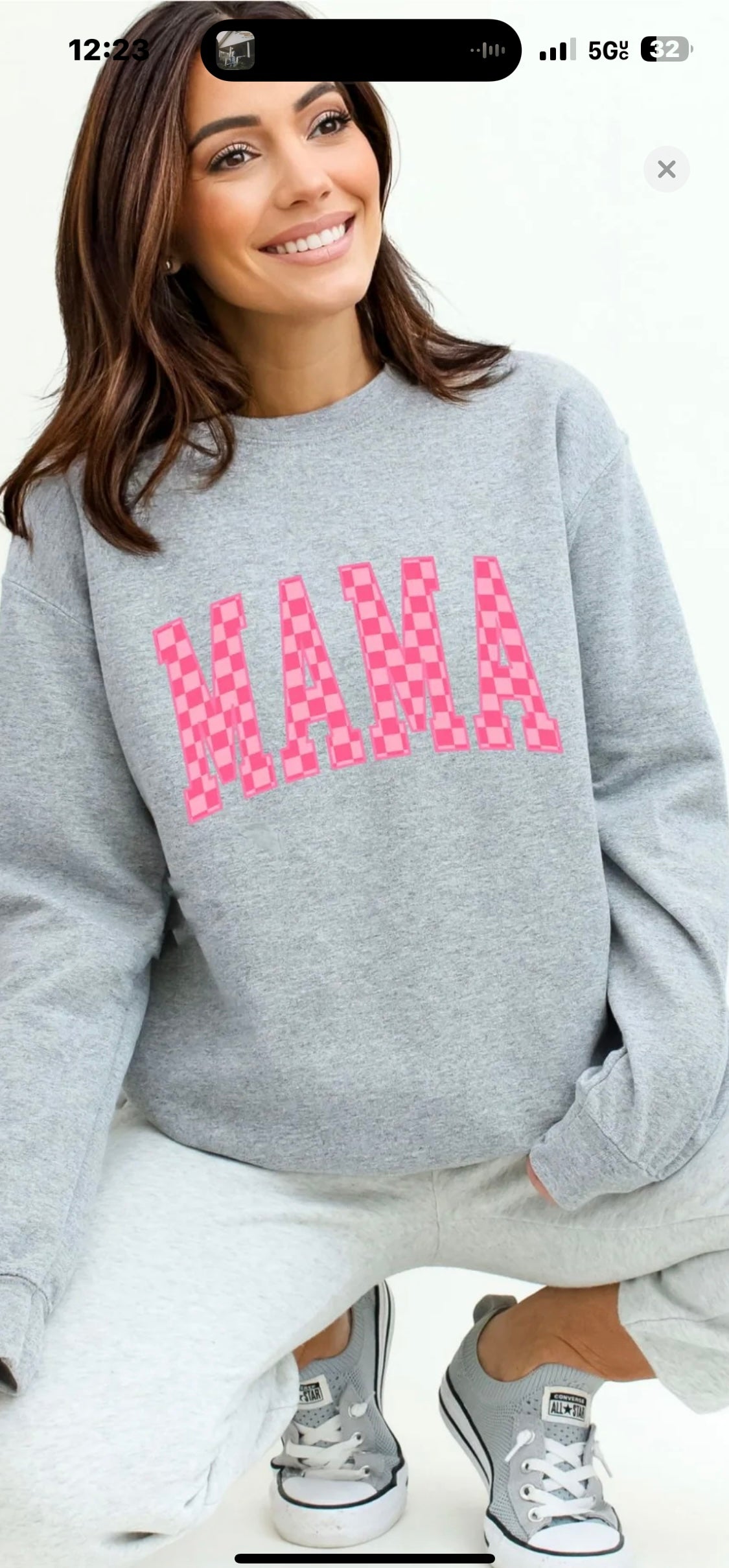 MAMA Pink Checkered Sweatshirt