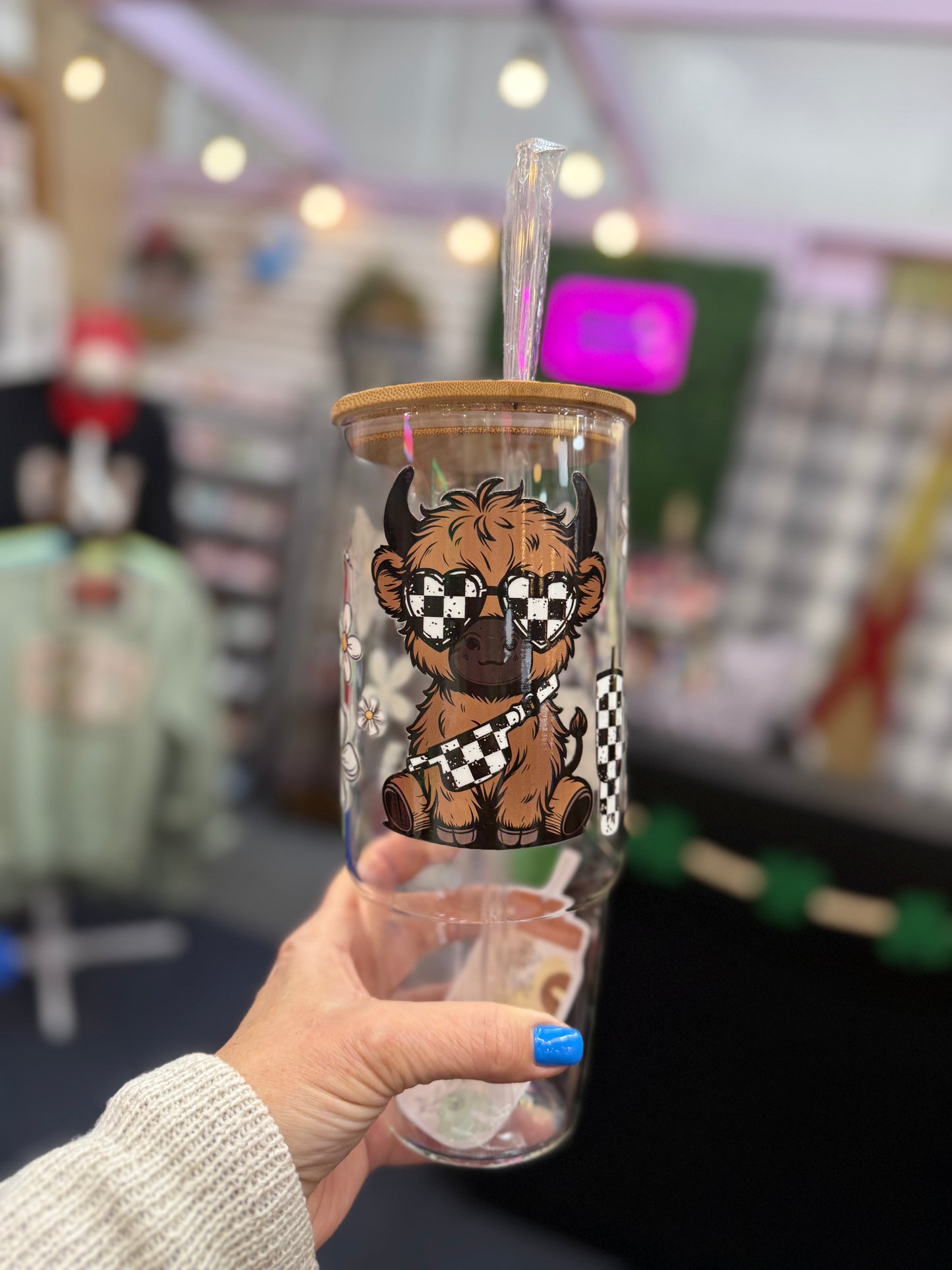 Boujee Highland Cow 40oz glass cup