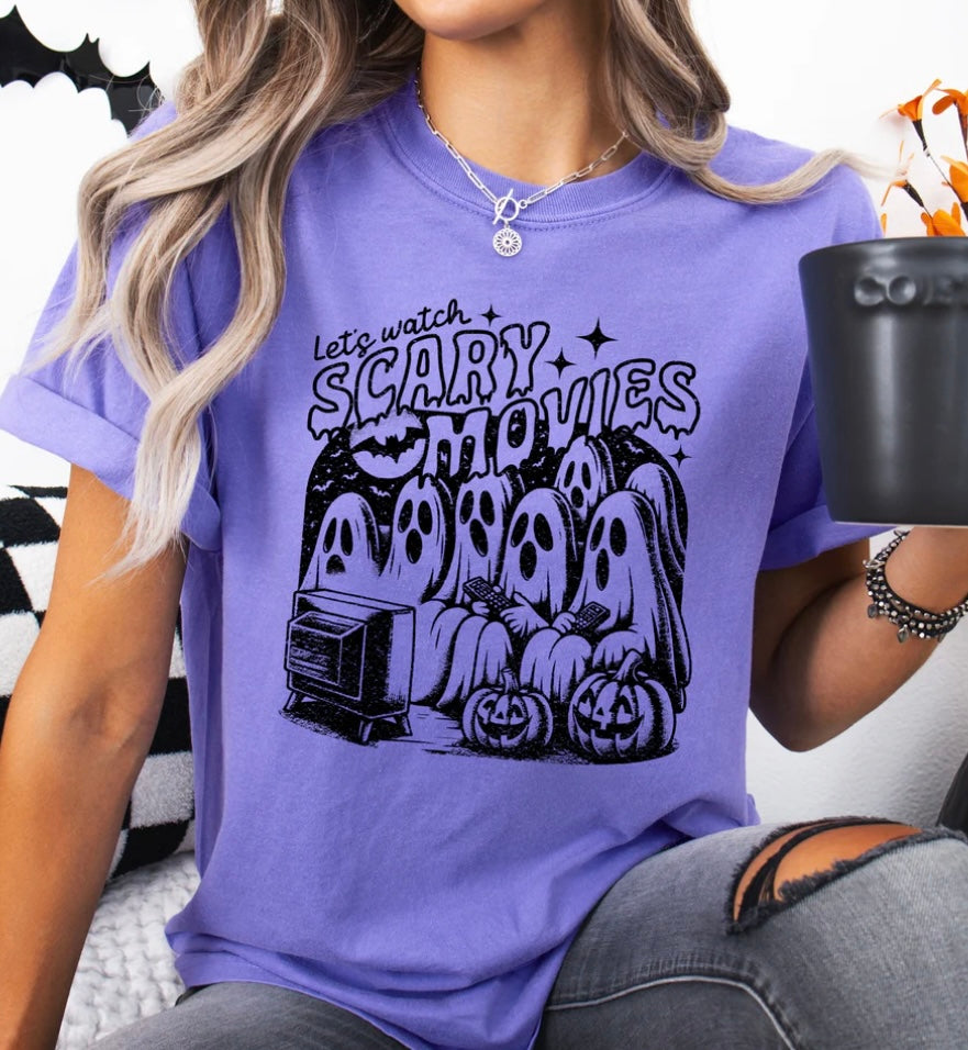 Let’s Watch Scary Movies Comfort Colors Tee