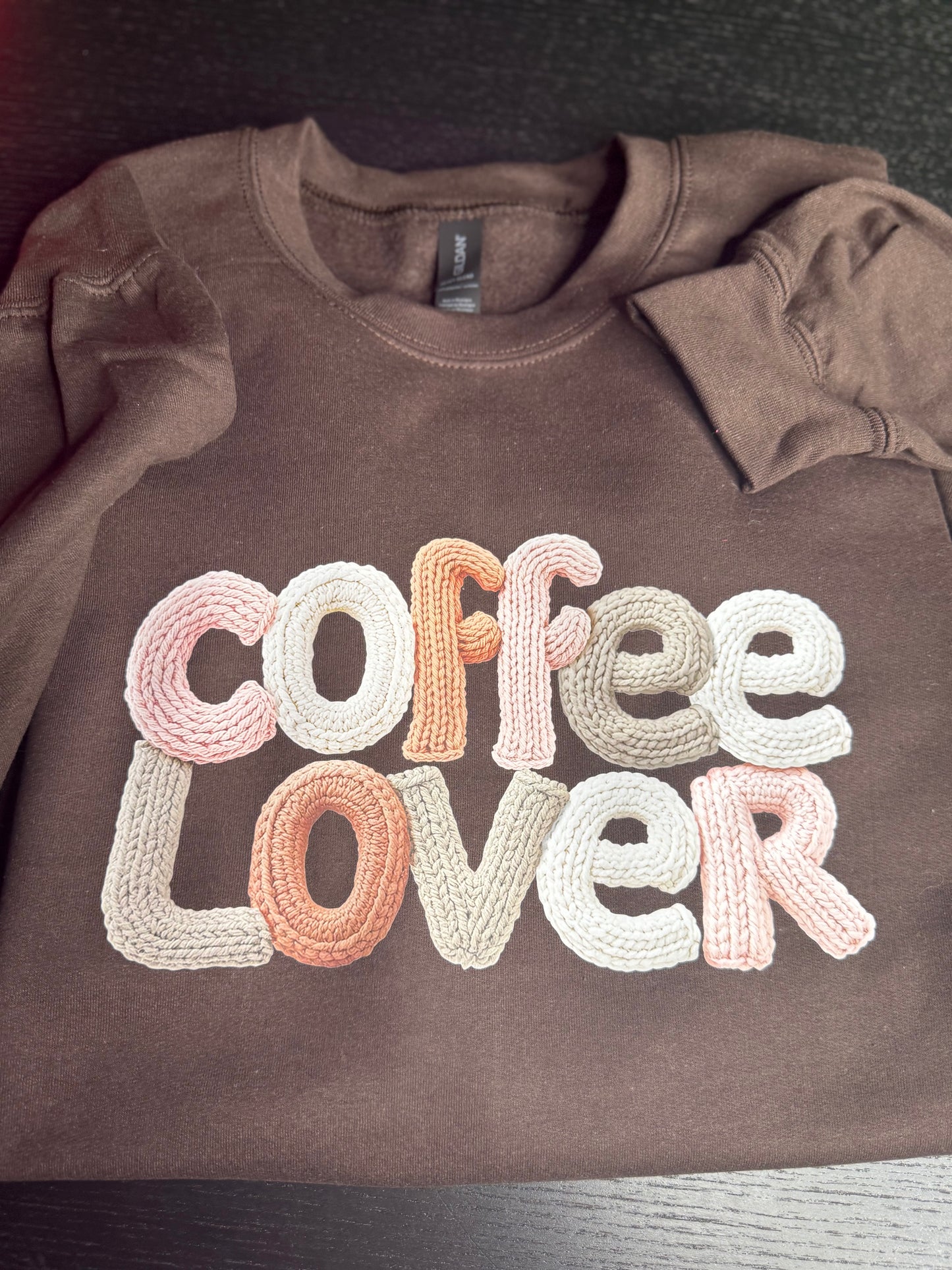 Coffee Lover Faux Knitted yarn Crewneck Sweatshirt