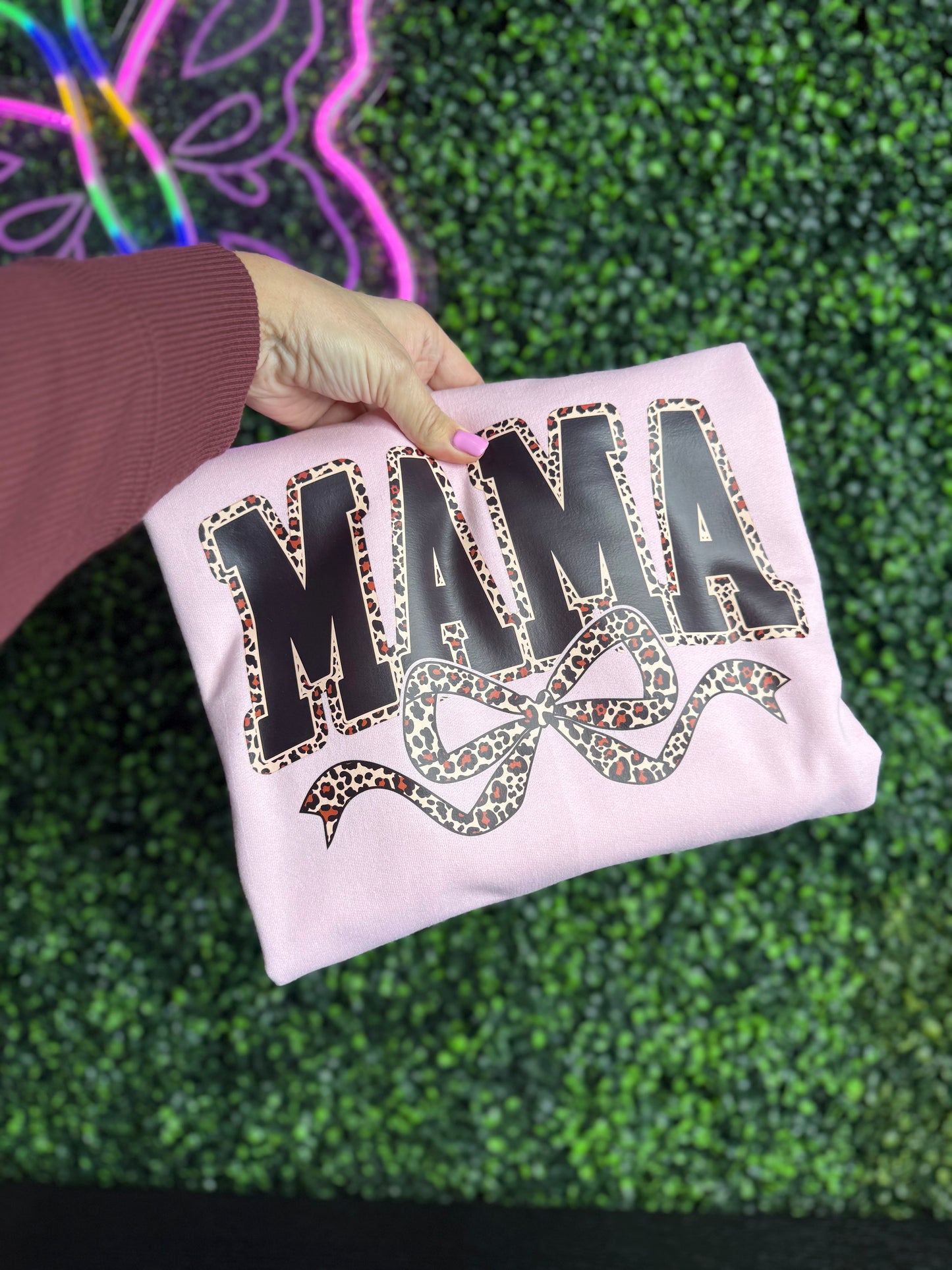 Pink MAMA Leopard Sweatshirt