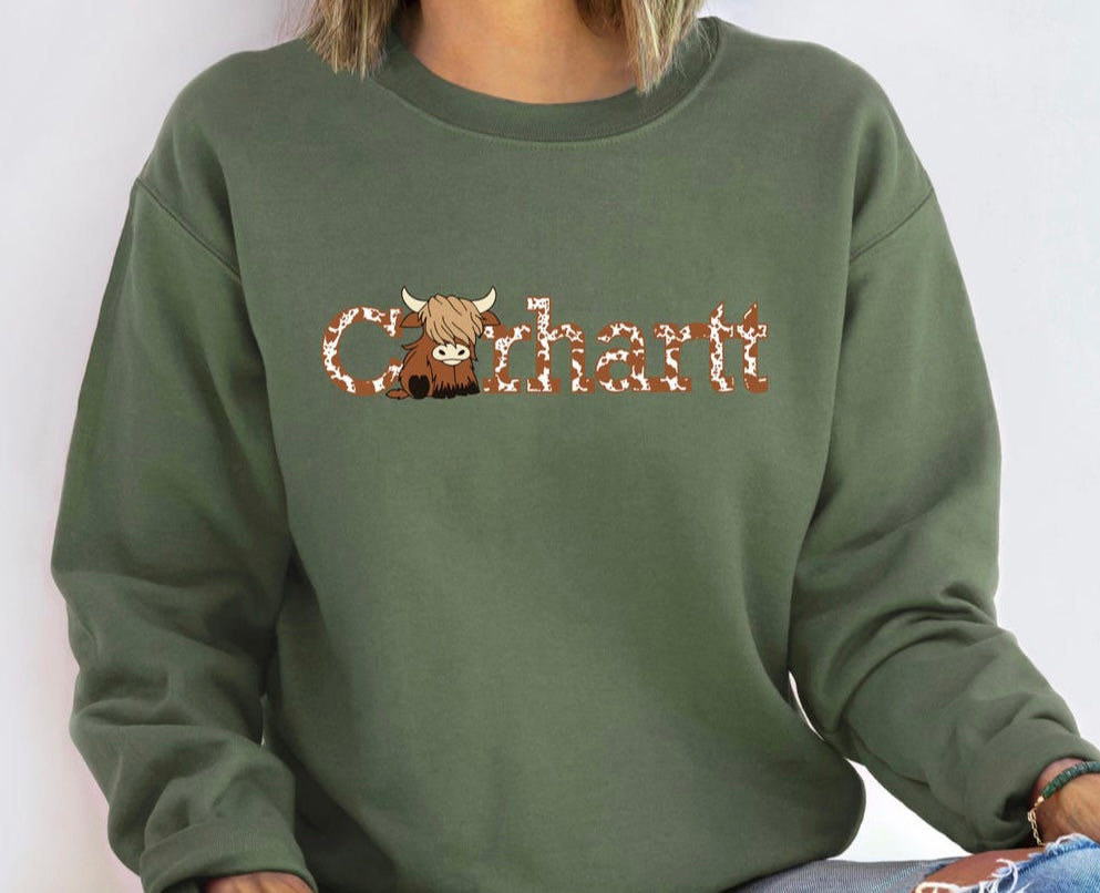 Highland Cow Carhartt sweatshirt