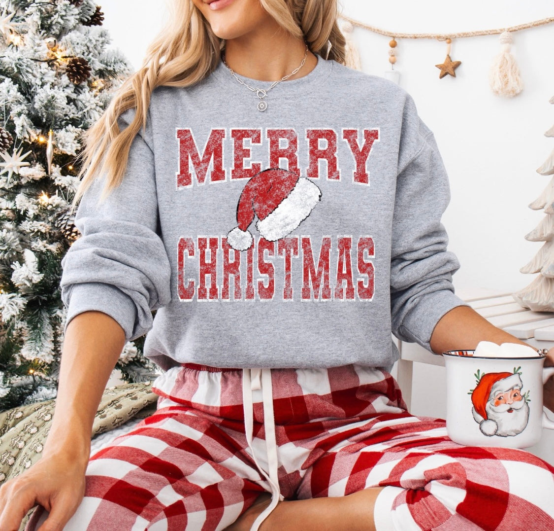 Destressed Merry Christmas sweatshirt - Vintage Holiday pullover - Unisex