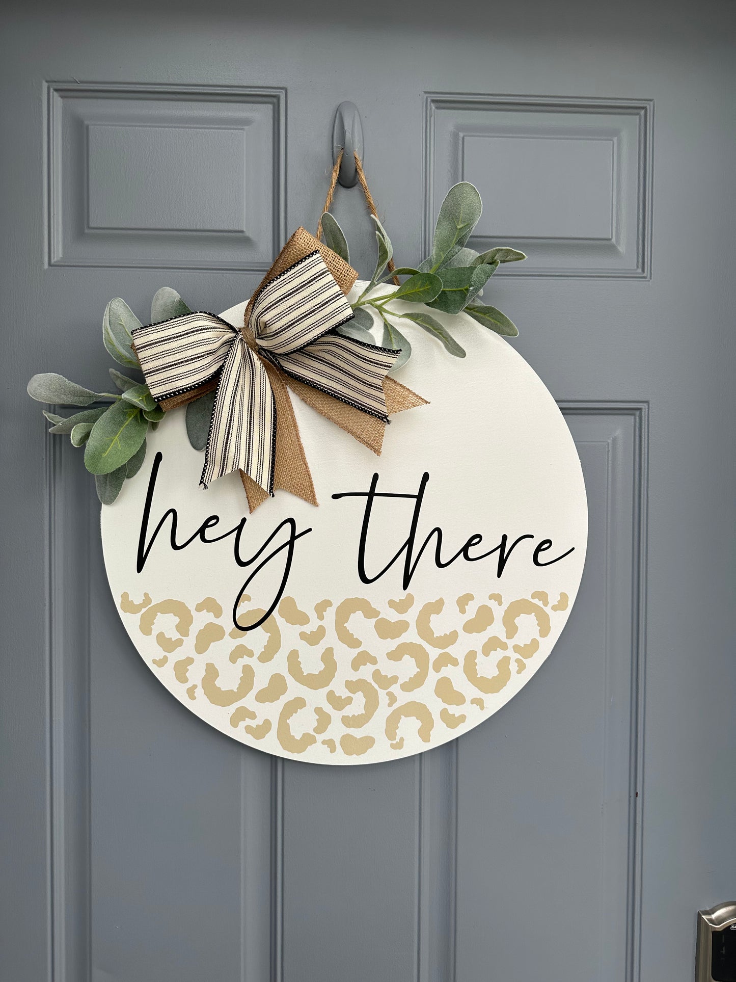 Hey there Leopard Print Door Hanger - Willow Love Bug Designs