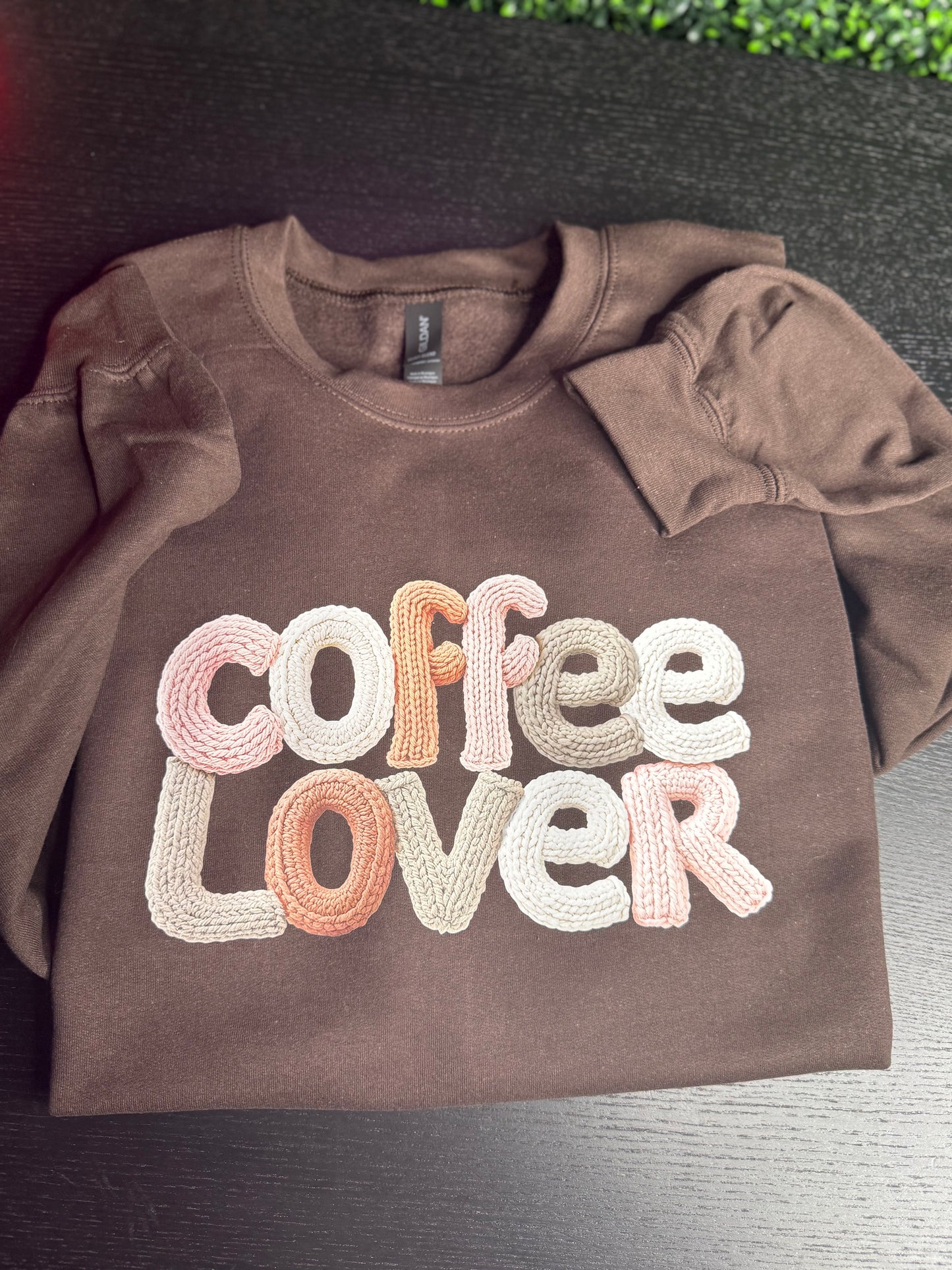 Coffee Lover Faux Knitted yarn Crewneck Sweatshirt