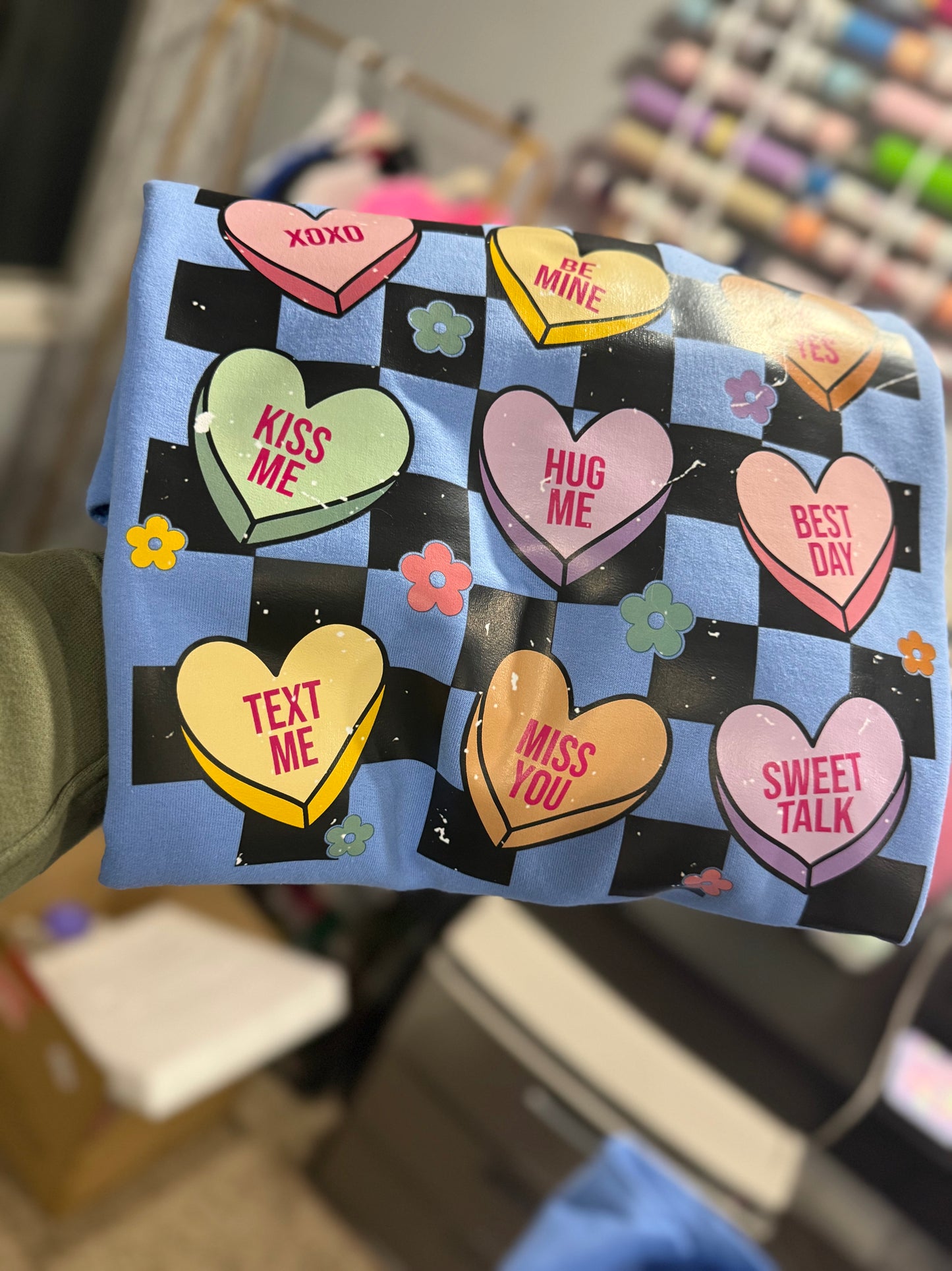 Valentines Day Conversational Love Hearts Crewneck Sweatshirt