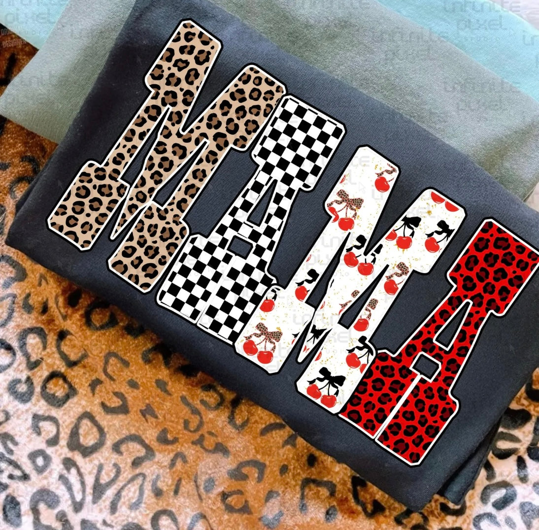 MAMA Leopard with Cherries Black Gildan Sweatshirt