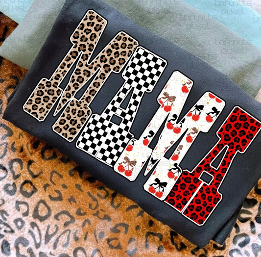 MAMA Leopard with Cherries Black Gildan Sweatshirt