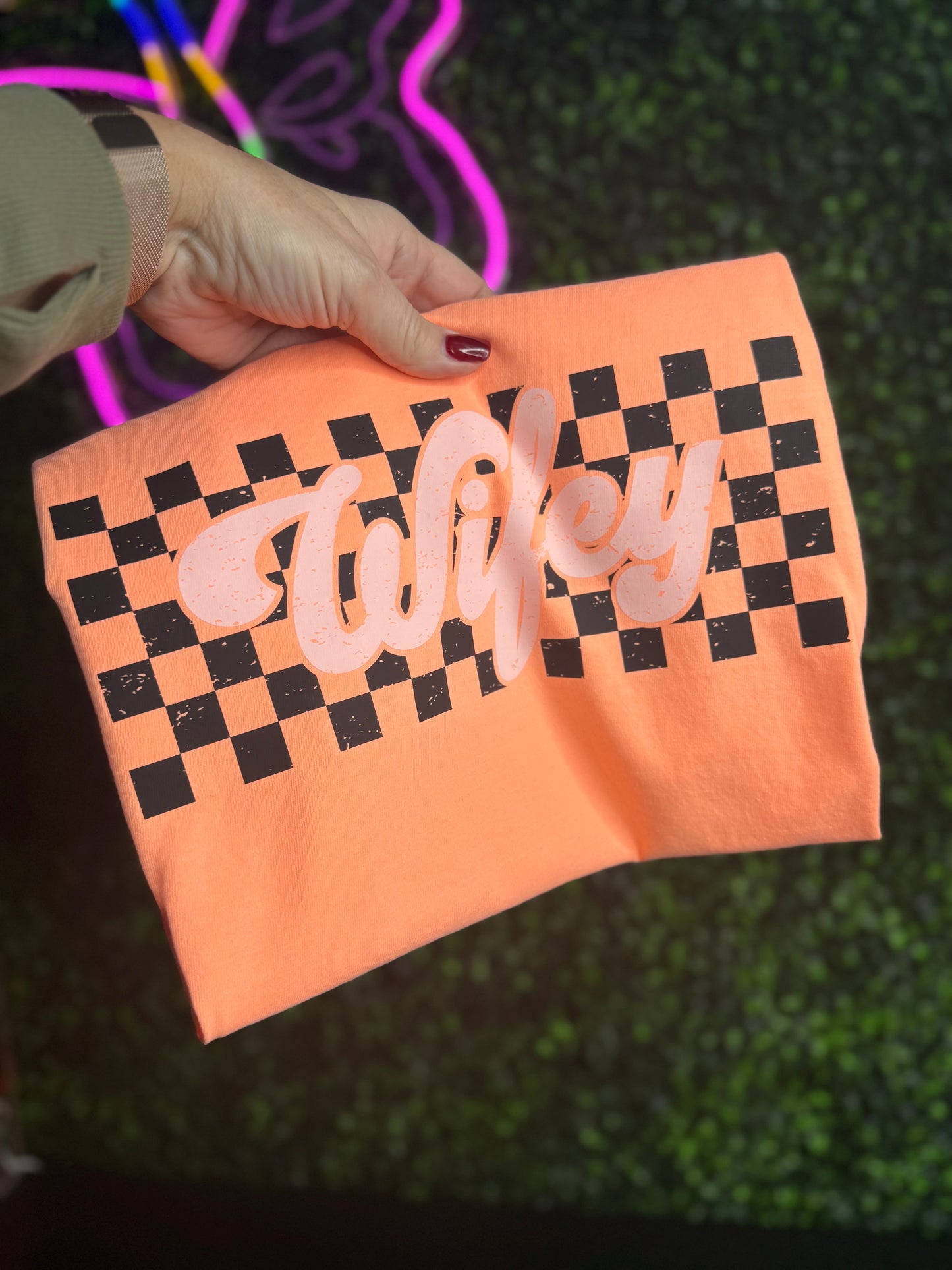 WIFEY Checkered Comfort Colors Tee