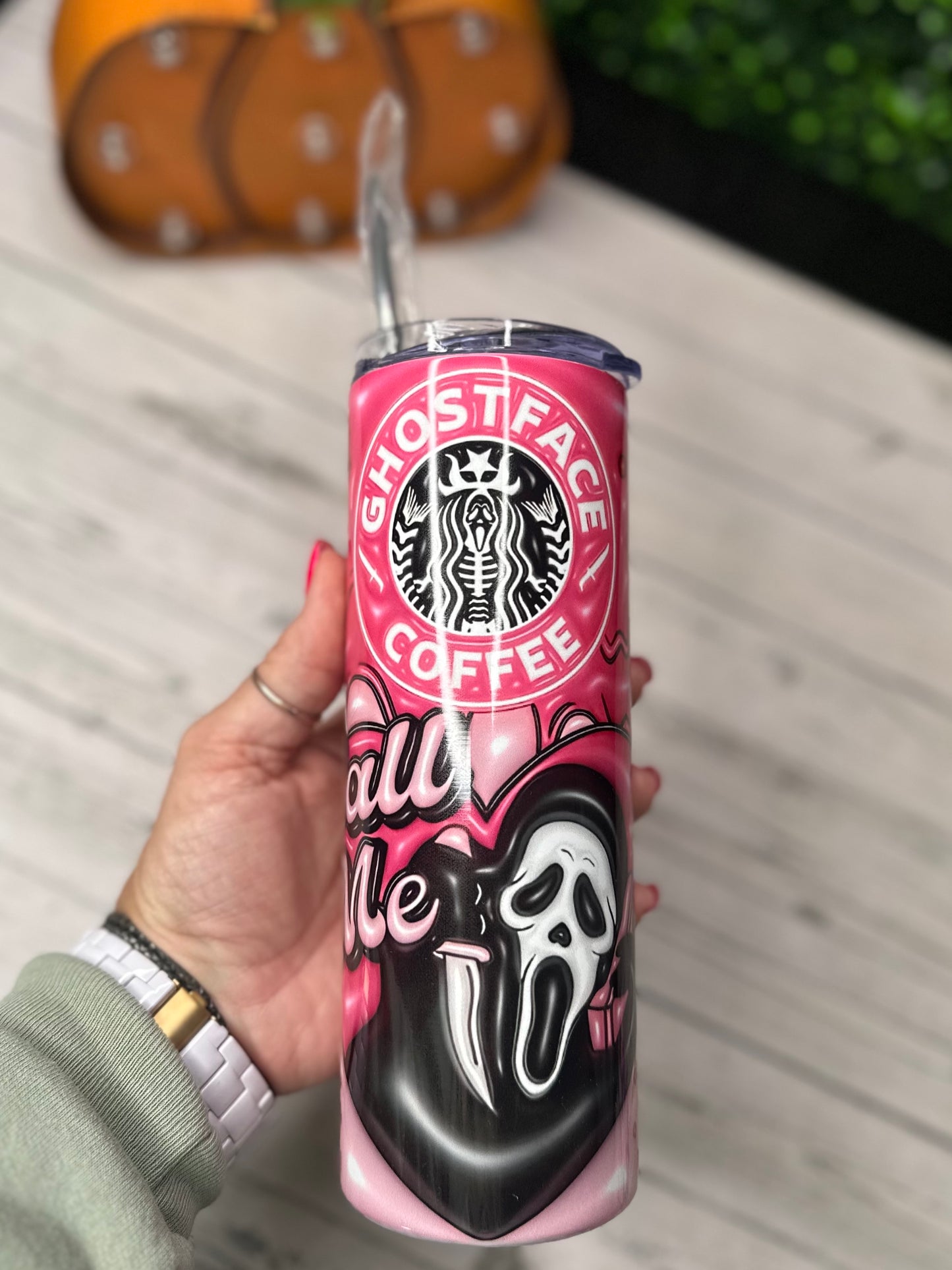 Ghost Face Coffee Tumbler 20oz - Willow Love Bug Designs 