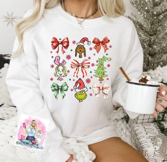 Who- Ville Doodle Croquet Bow Christmas Sweatshirt