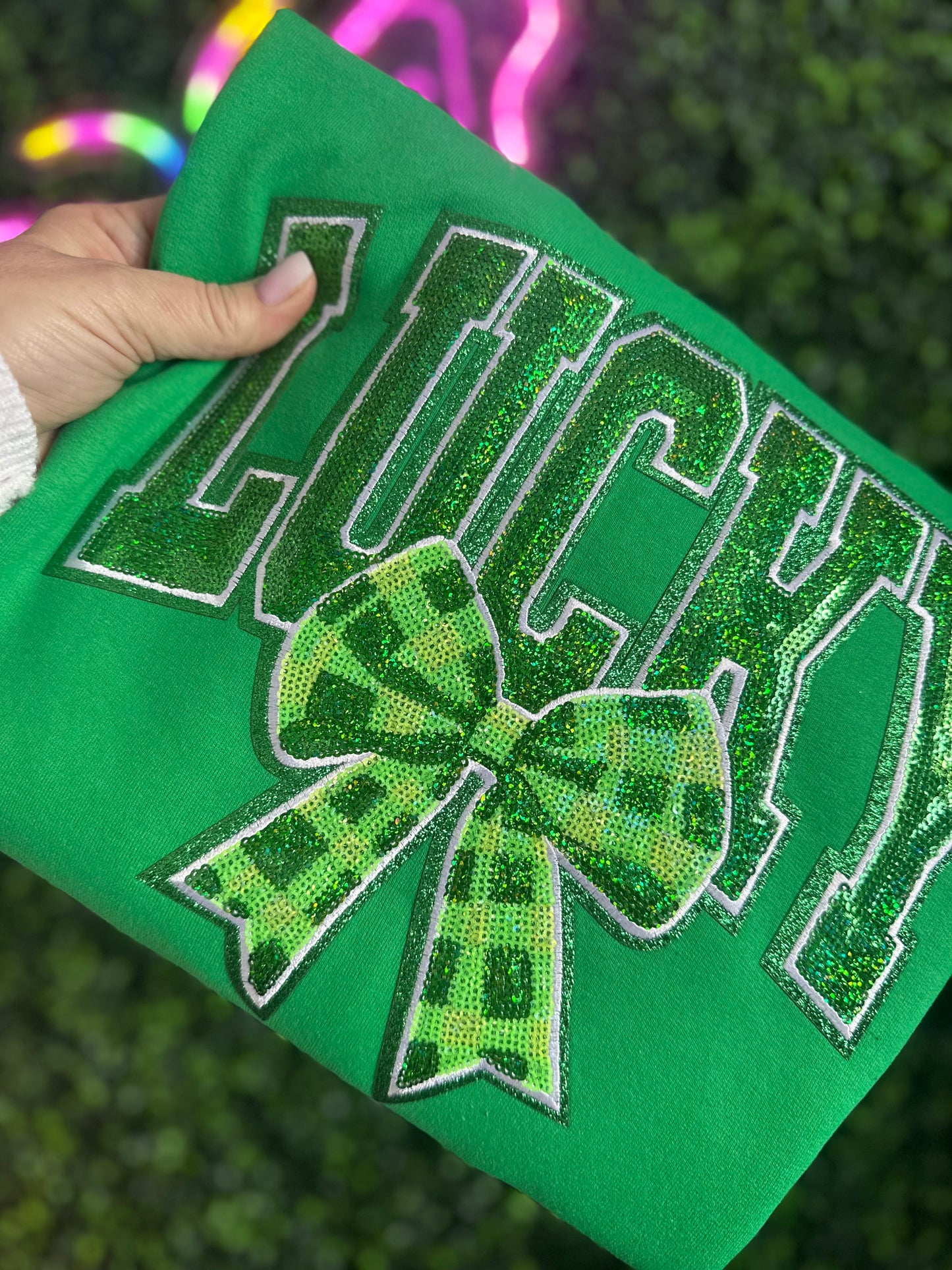 LUCKY Sequins Patch St.Patrick’s Day Sweatshirt