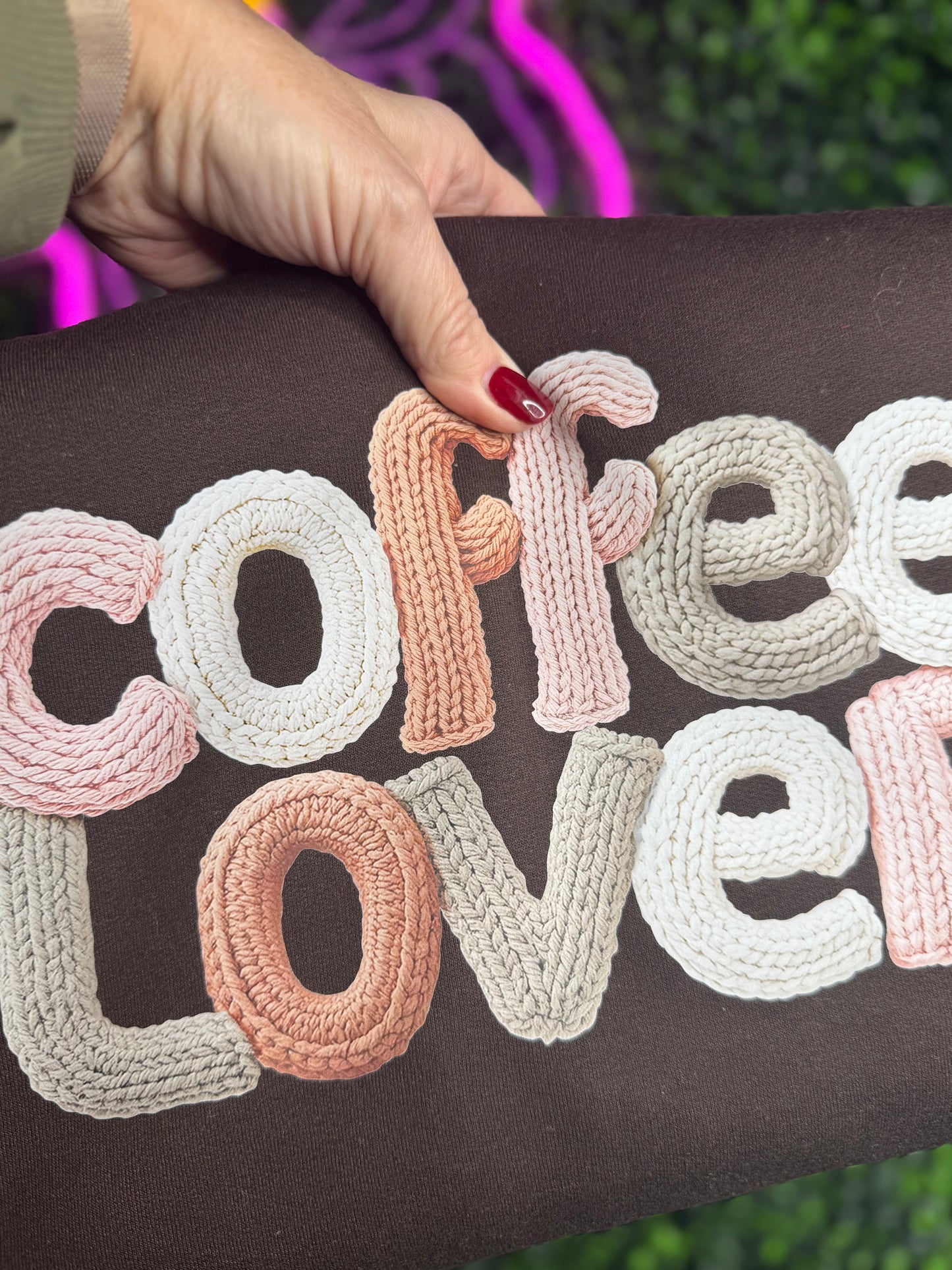 Coffee Lover Faux Knitted yarn Crewneck Sweatshirt