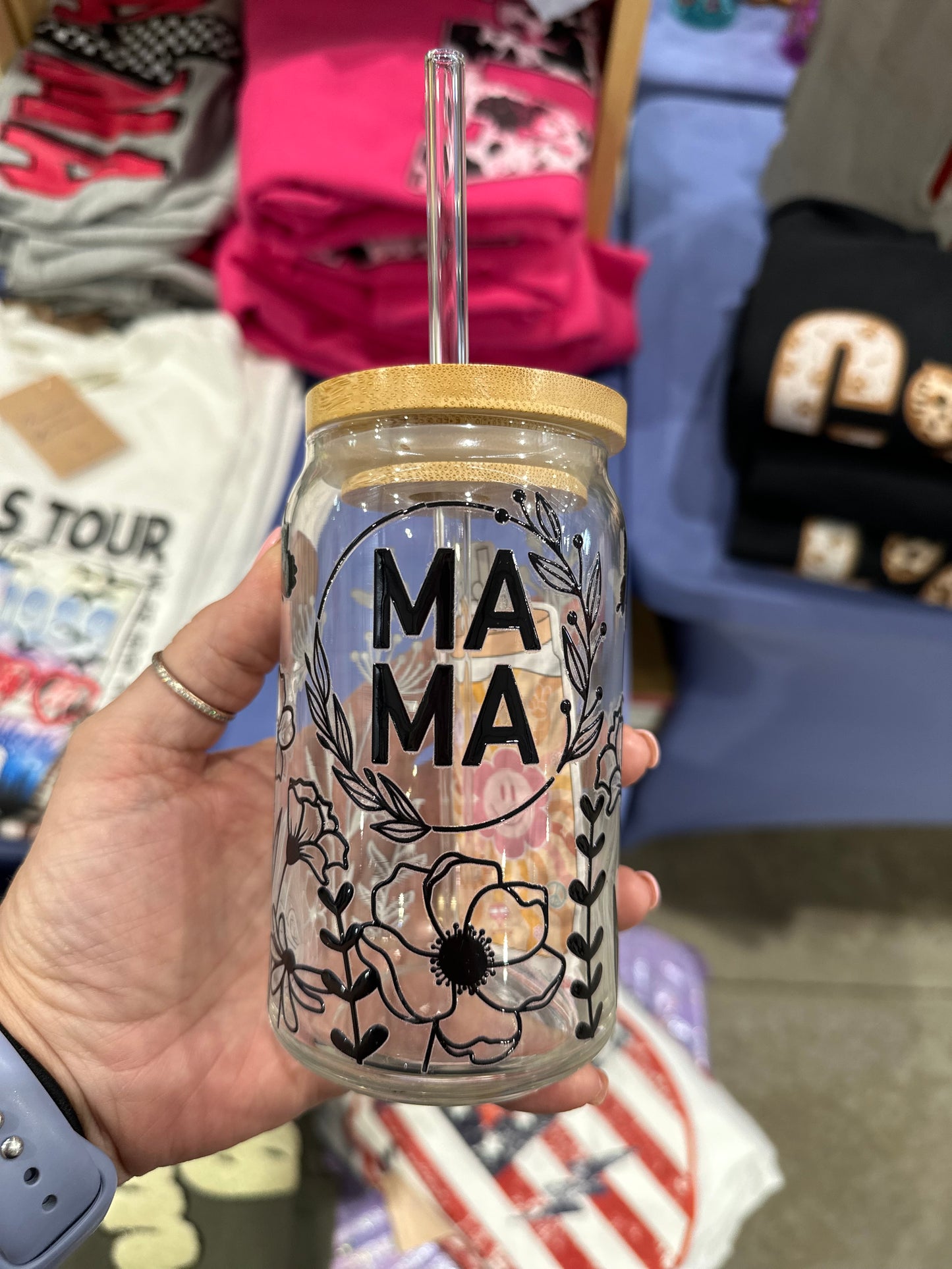 MAMA Floral Glass Libby Cup