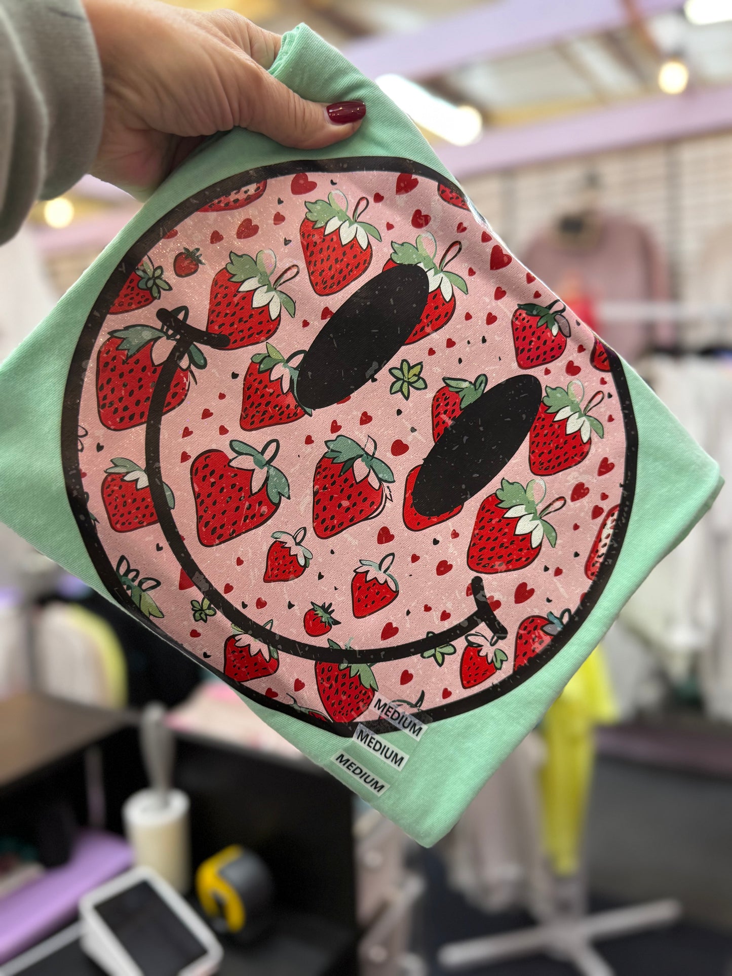 Strawberry Smiley Comfort Colors Tee