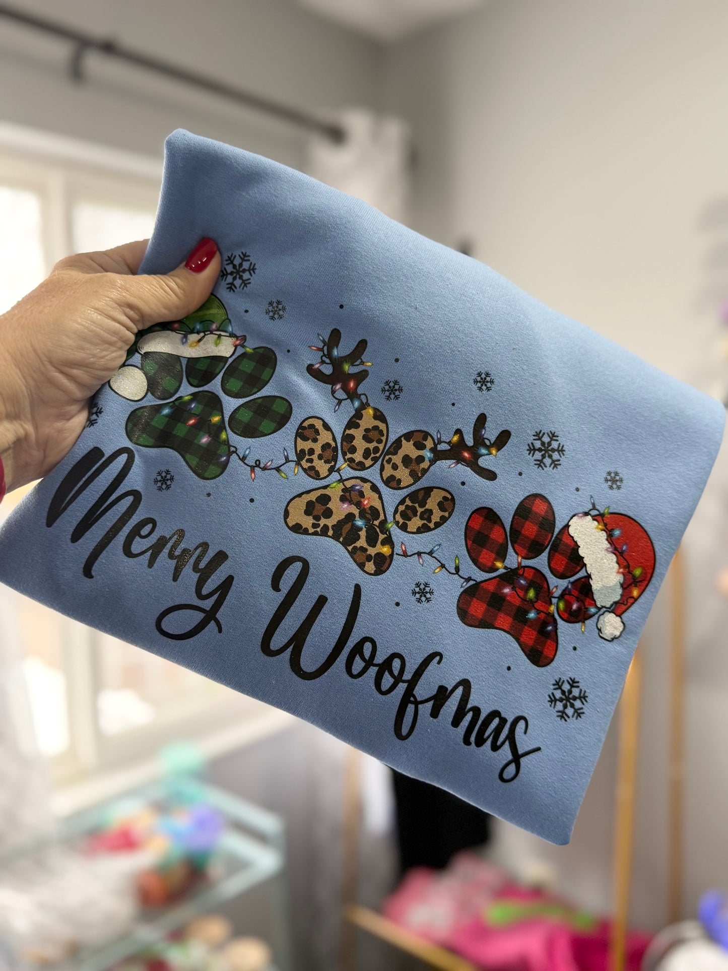 Merry Woofmas pawprint crewneck sweatshirt