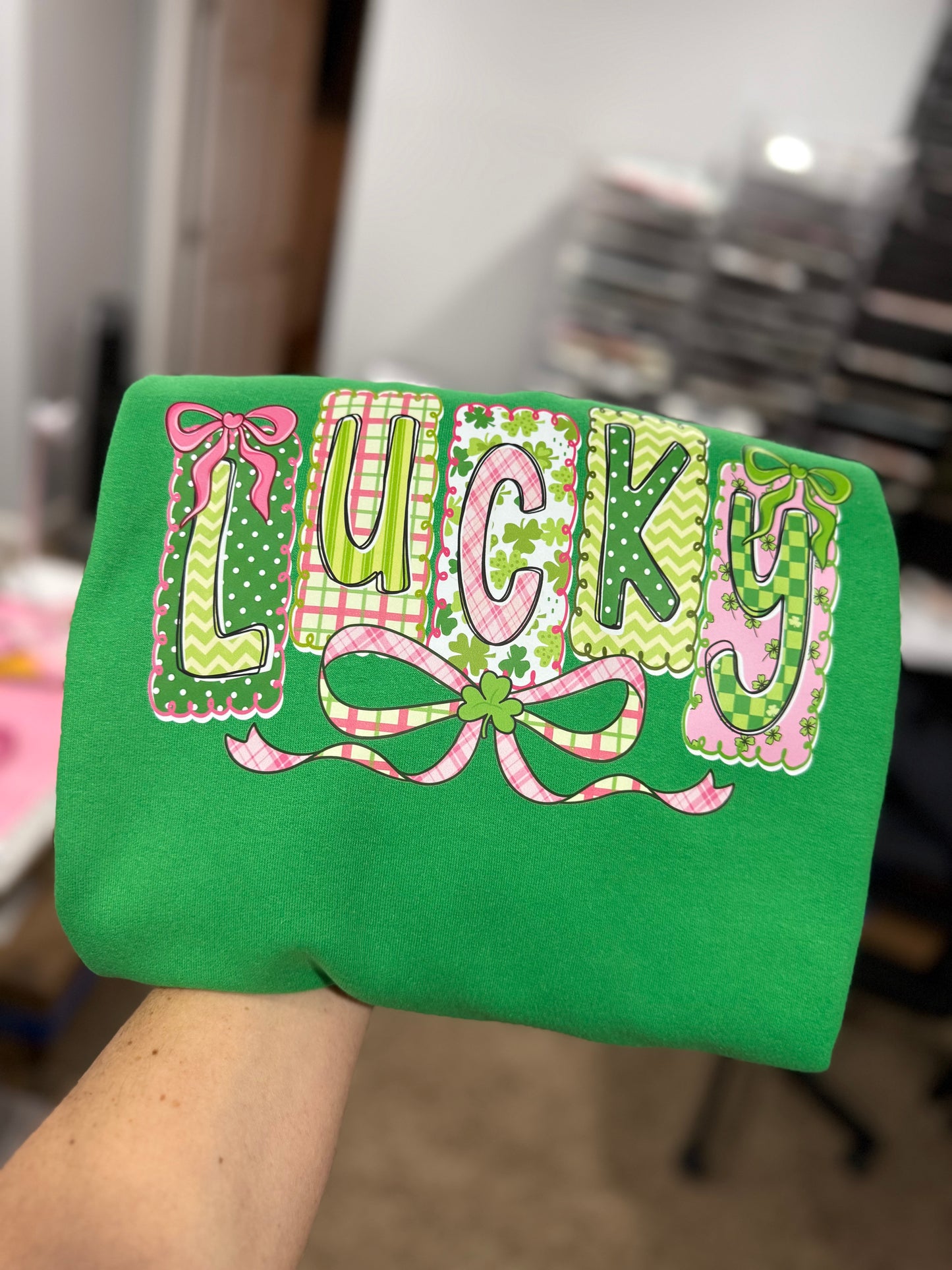 LUCKY 🍀 St. Patrick’s Day Crewneck Sweatshirt Green Gildan