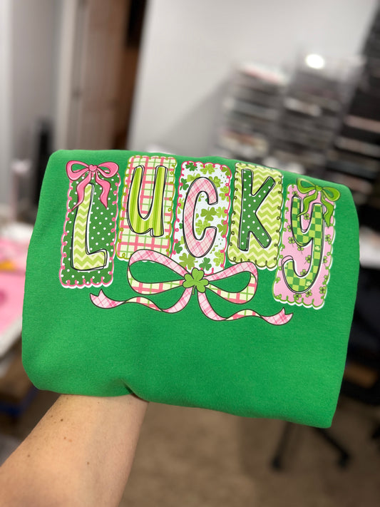 LUCKY 🍀 St. Patrick’s Day Crewneck Sweatshirt Green Gildan