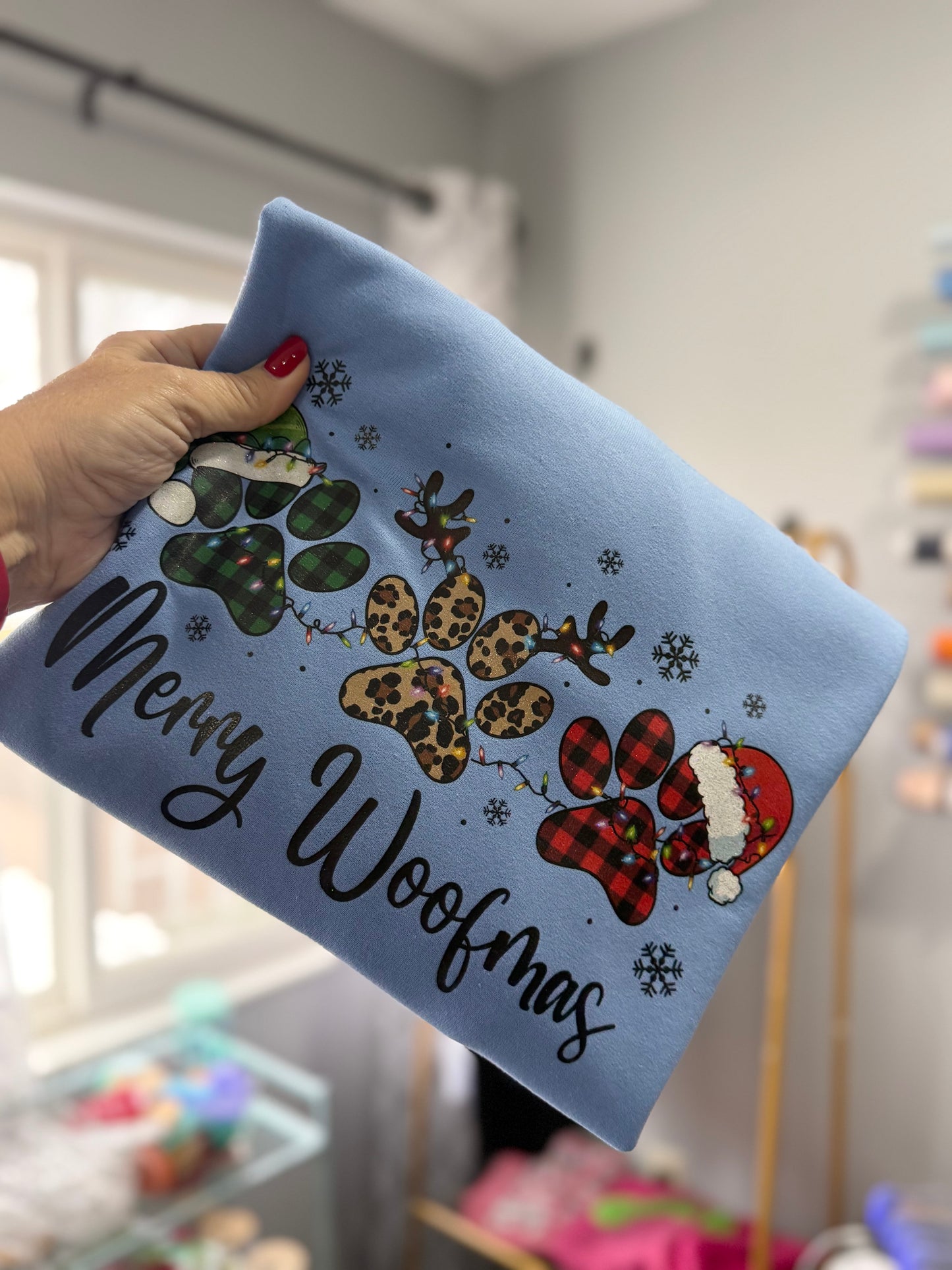 Merry Woofmas pawprint crewneck sweatshirt