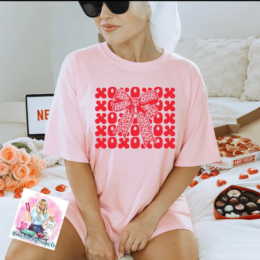 Valentine's XO XO croquet bow t-shirt