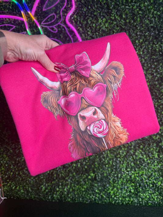 Highland Cow Valentines Crewneck Sweatshirt