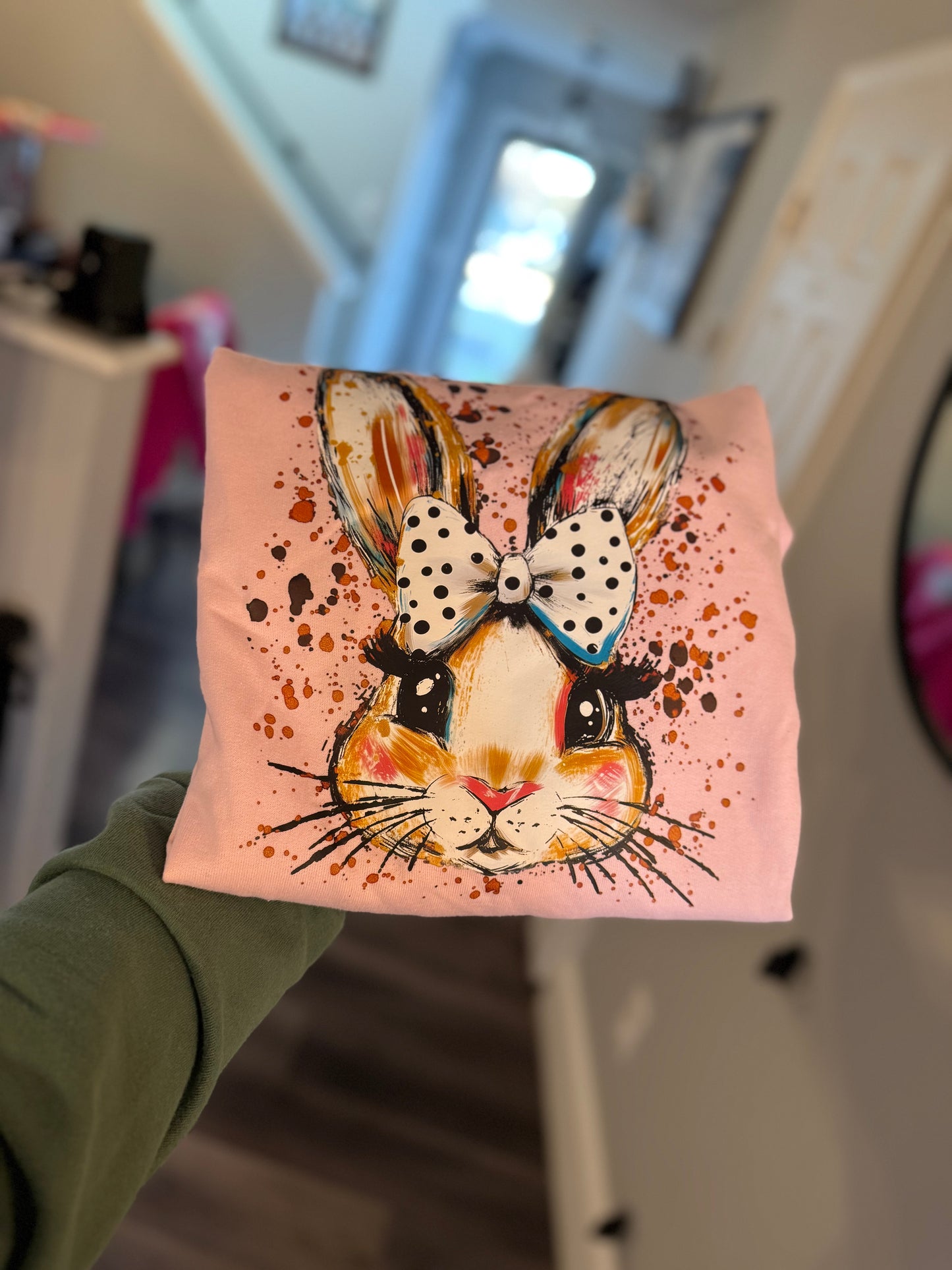 Cute Bunny Polka Dot Bow sweatshirt Gildan