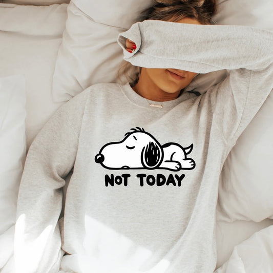 Not Today Snoppy Gildan sweatshirt Tan