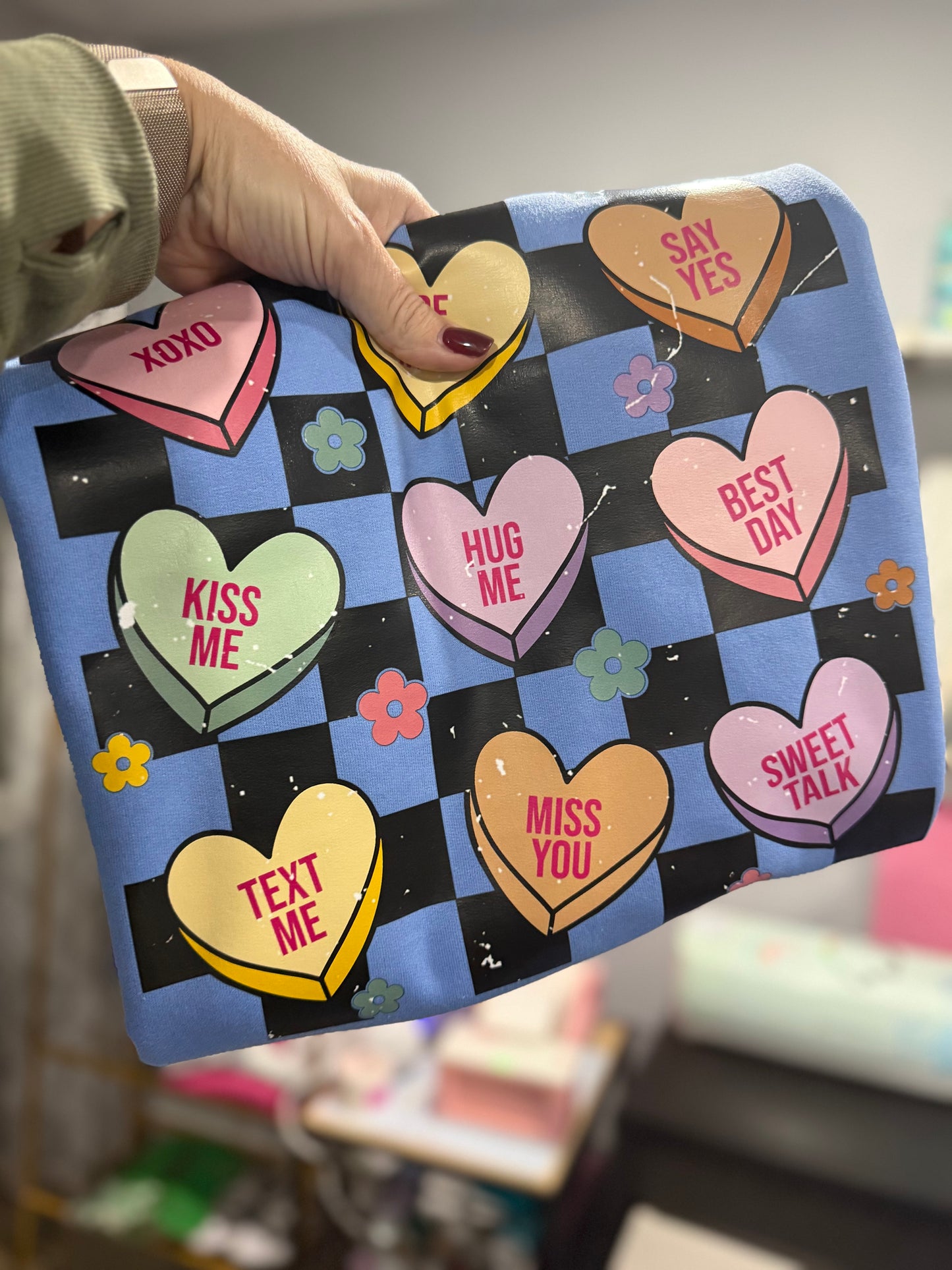 Valentines Day Conversational Love Hearts Crewneck Sweatshirt