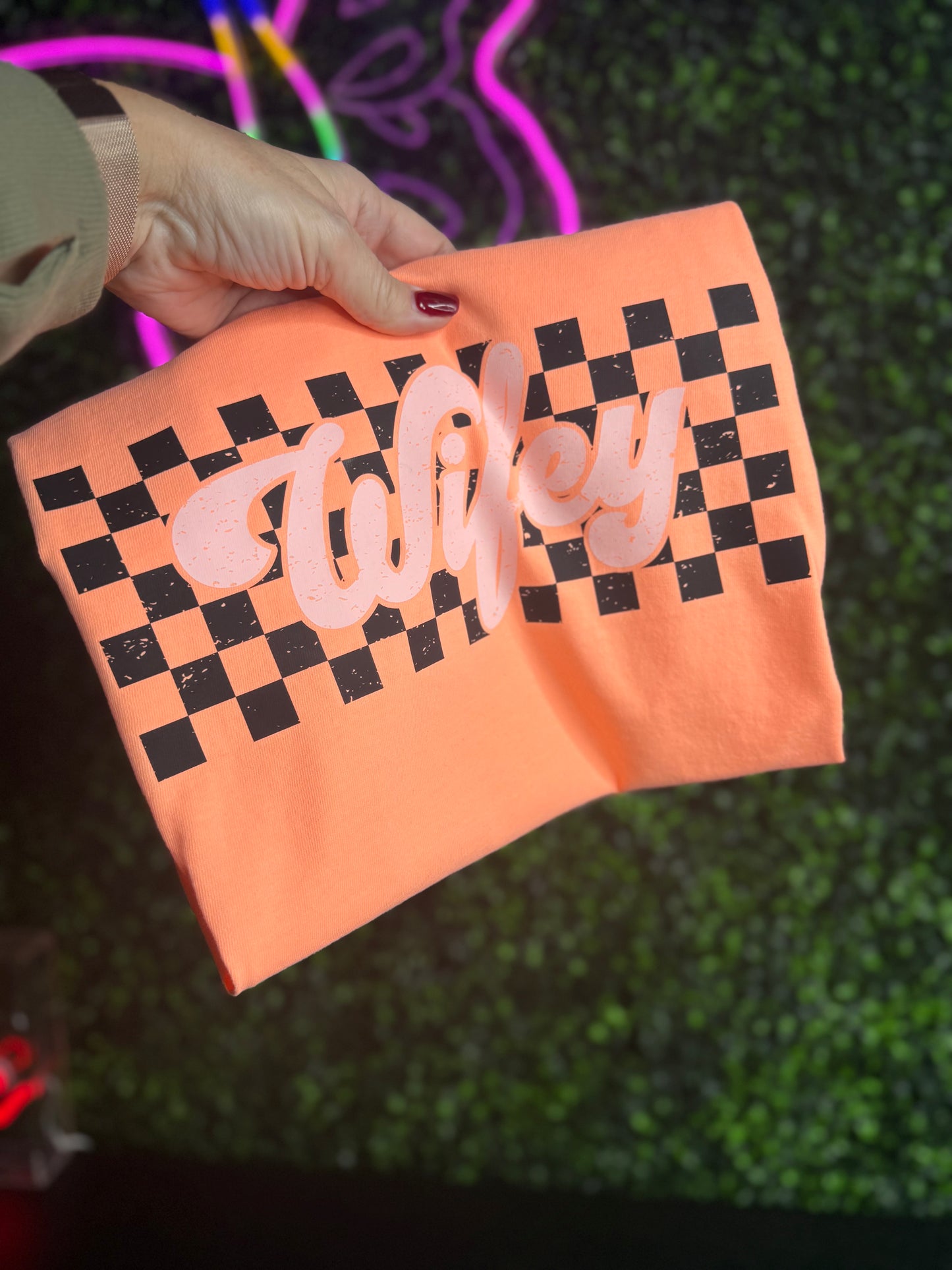 WIFEY Checkered Comfort Colors Tee