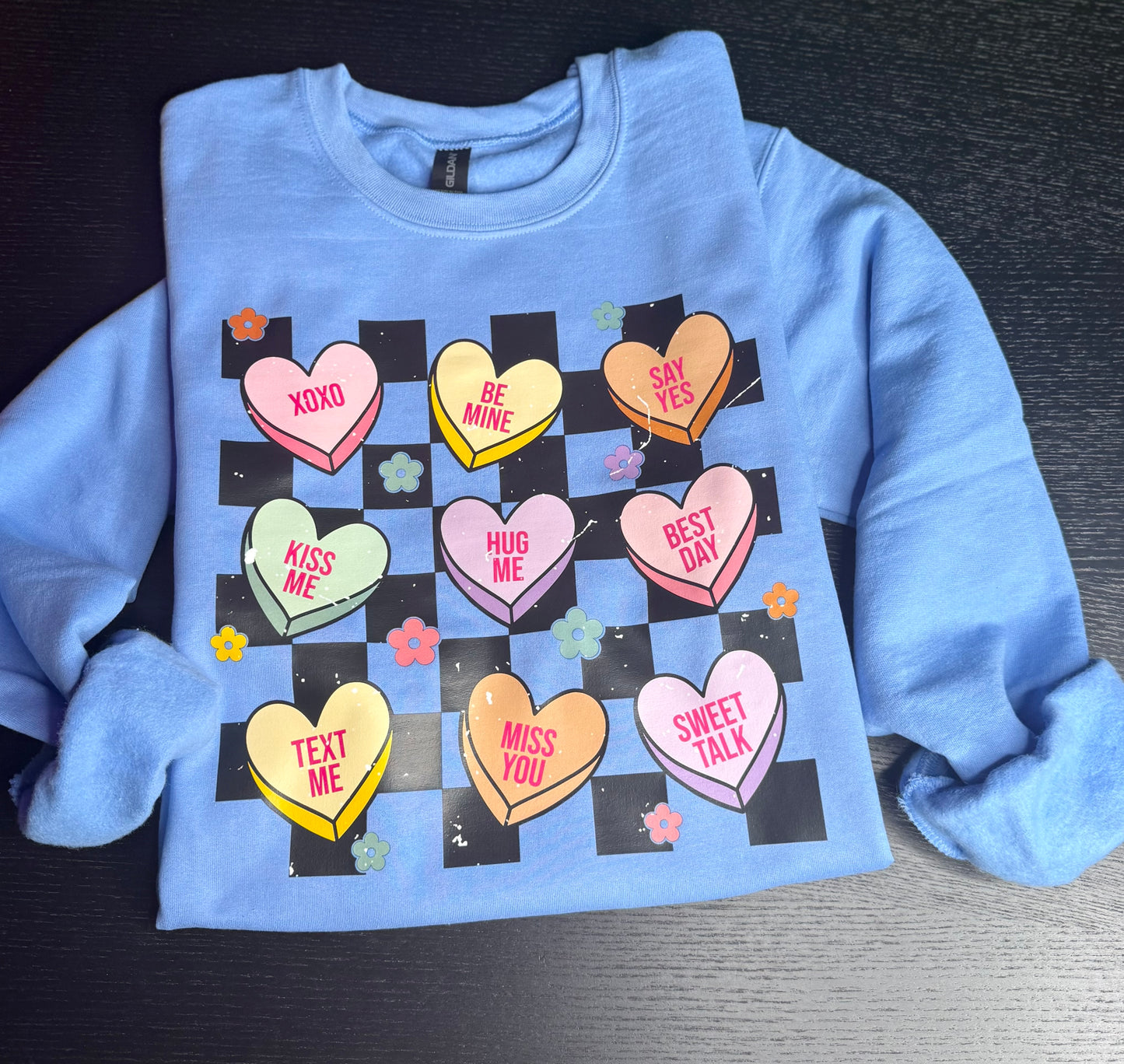 Valentines Day Conversational Love Hearts Crewneck Sweatshirt