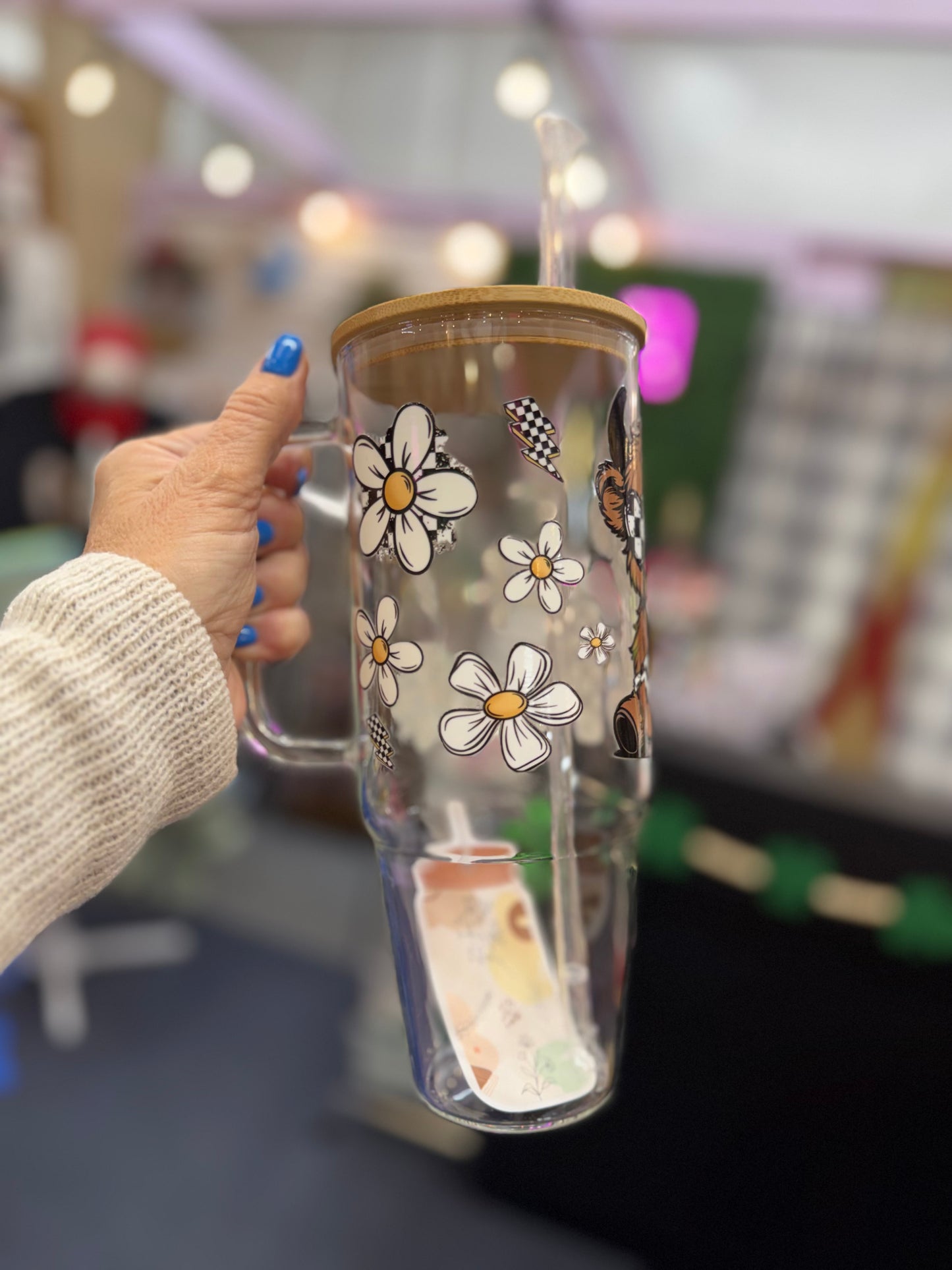 Boujee Highland Cow 40oz glass cup