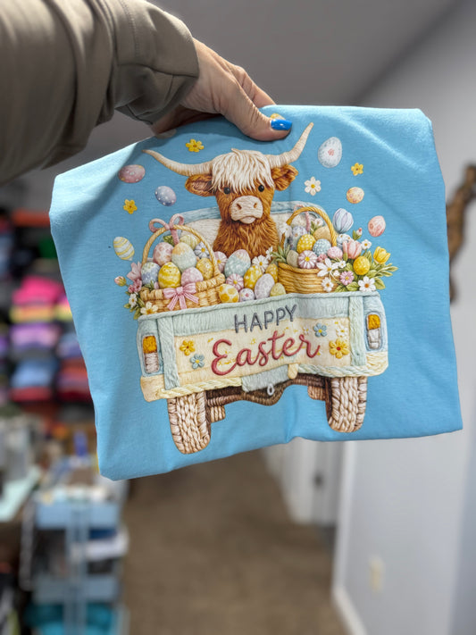 Happy Easter Highland Cow Tee