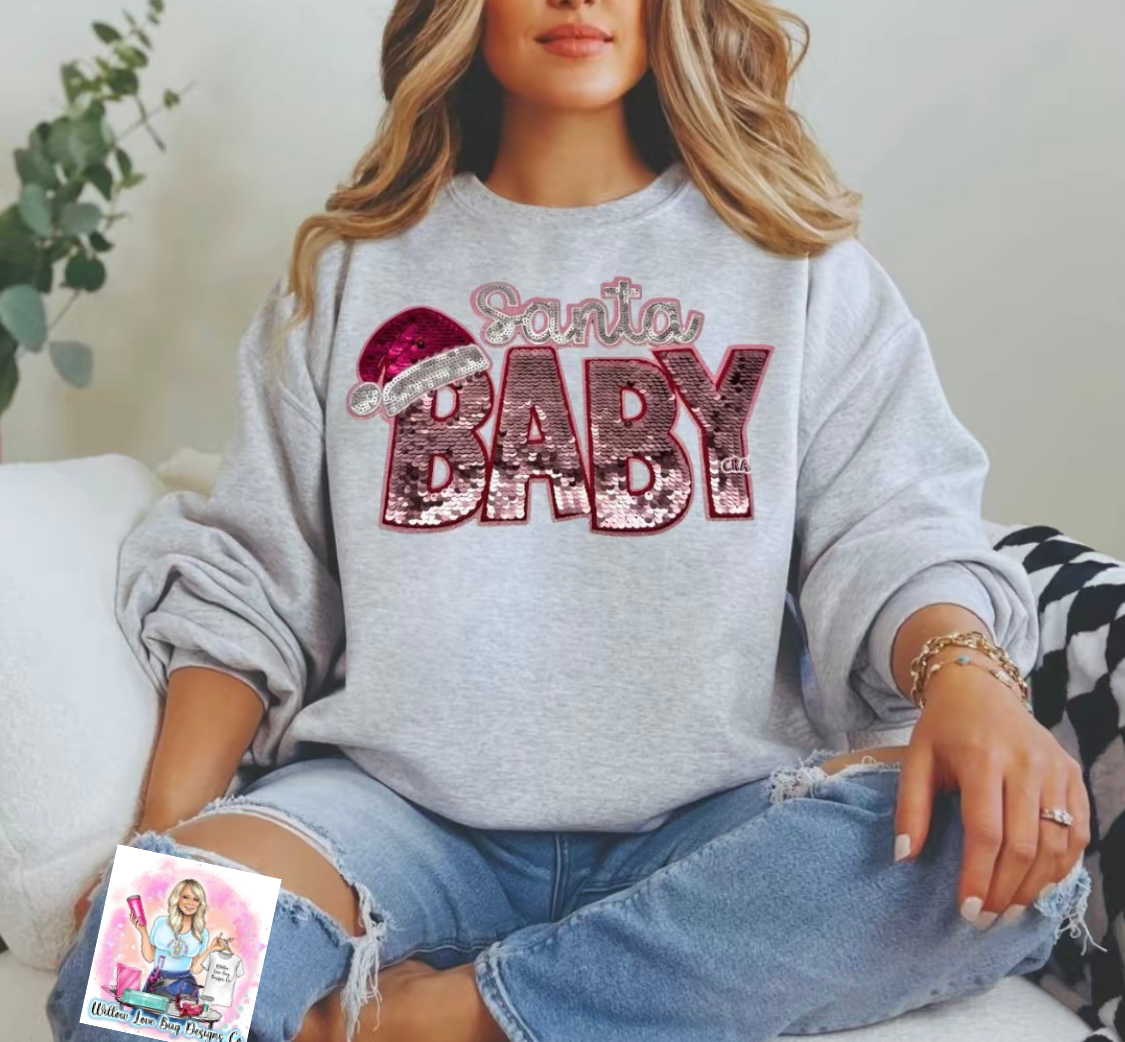 Santa Baby Sequence Patch Crewneck Sweatshirt (pre-order will ship next week)