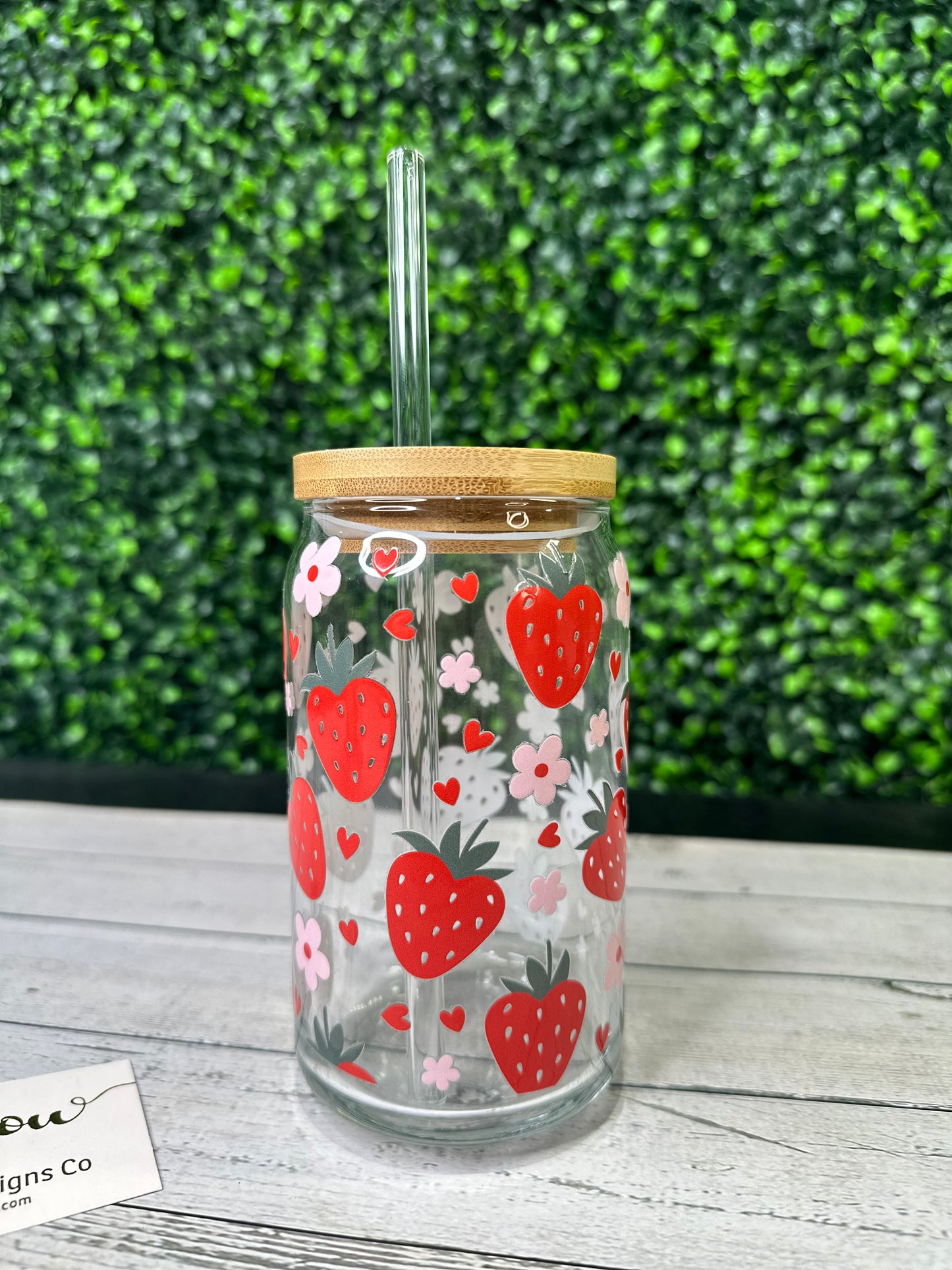 Strawberry Floral Glass Libby Cup